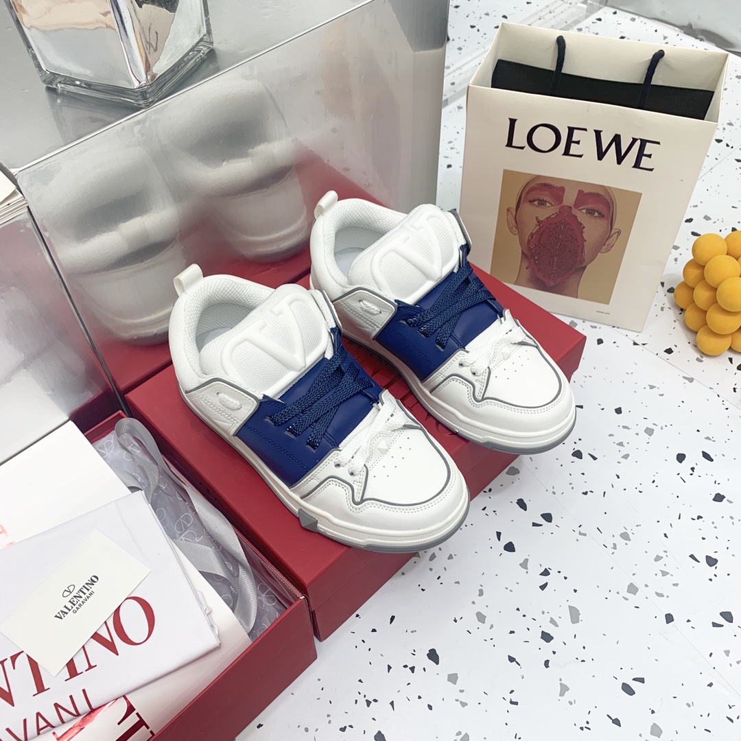 Valentino Garavani Open Skate Sneakers With Patent Band Blue For Women WS0FB1DXI - Soul Replicas