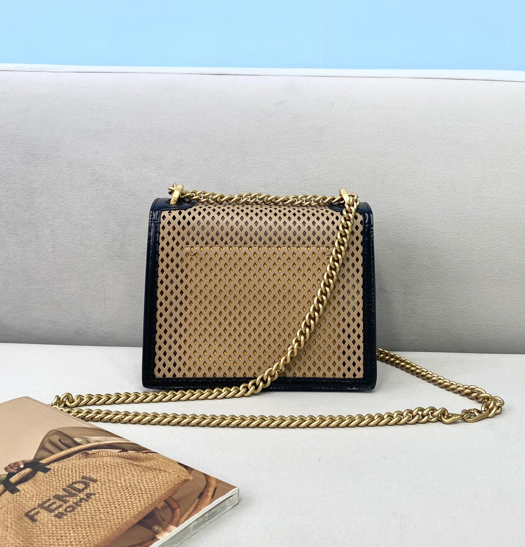 Fendi Small Kan U Black and Brown Bag For Woman 19cm/7.5in485 - Soul Replicas