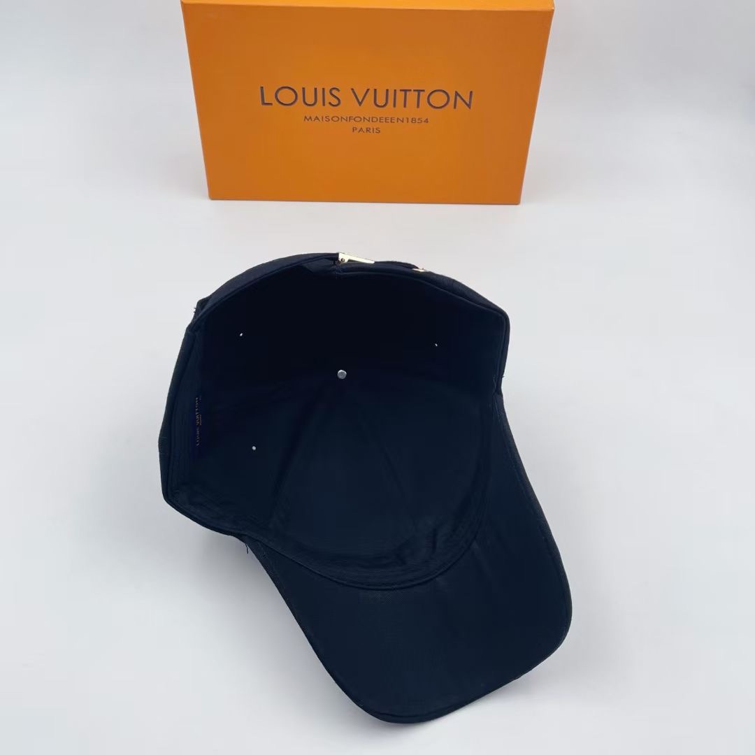 Louis Vuitton Embroidered Logo Baseball Cap Navy Blue LV Cap - Soul Replicas