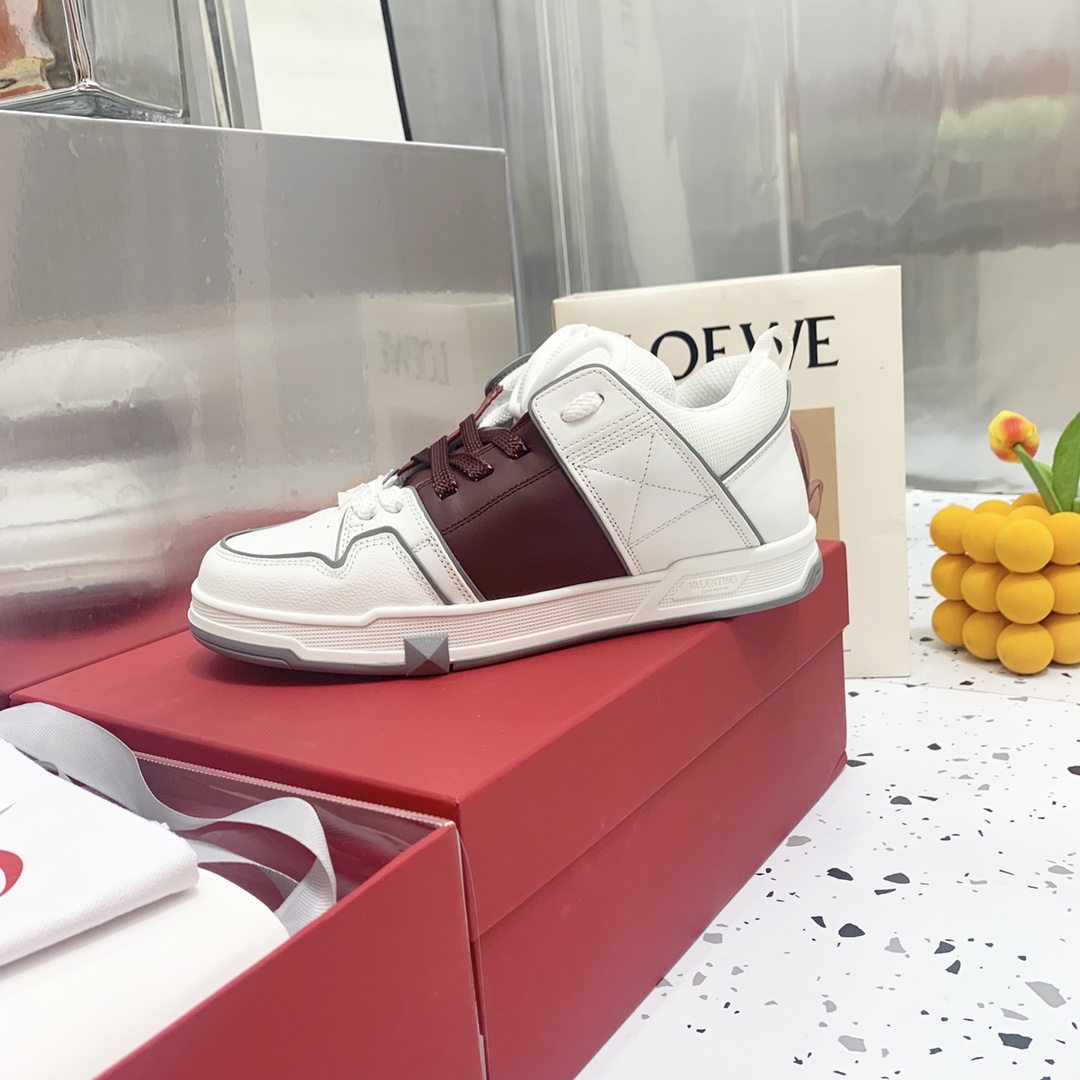 Valentino Garavani Open Skate Sneakers With Patent Band Brown For Women WS0FB1DXI - Soul Replicas