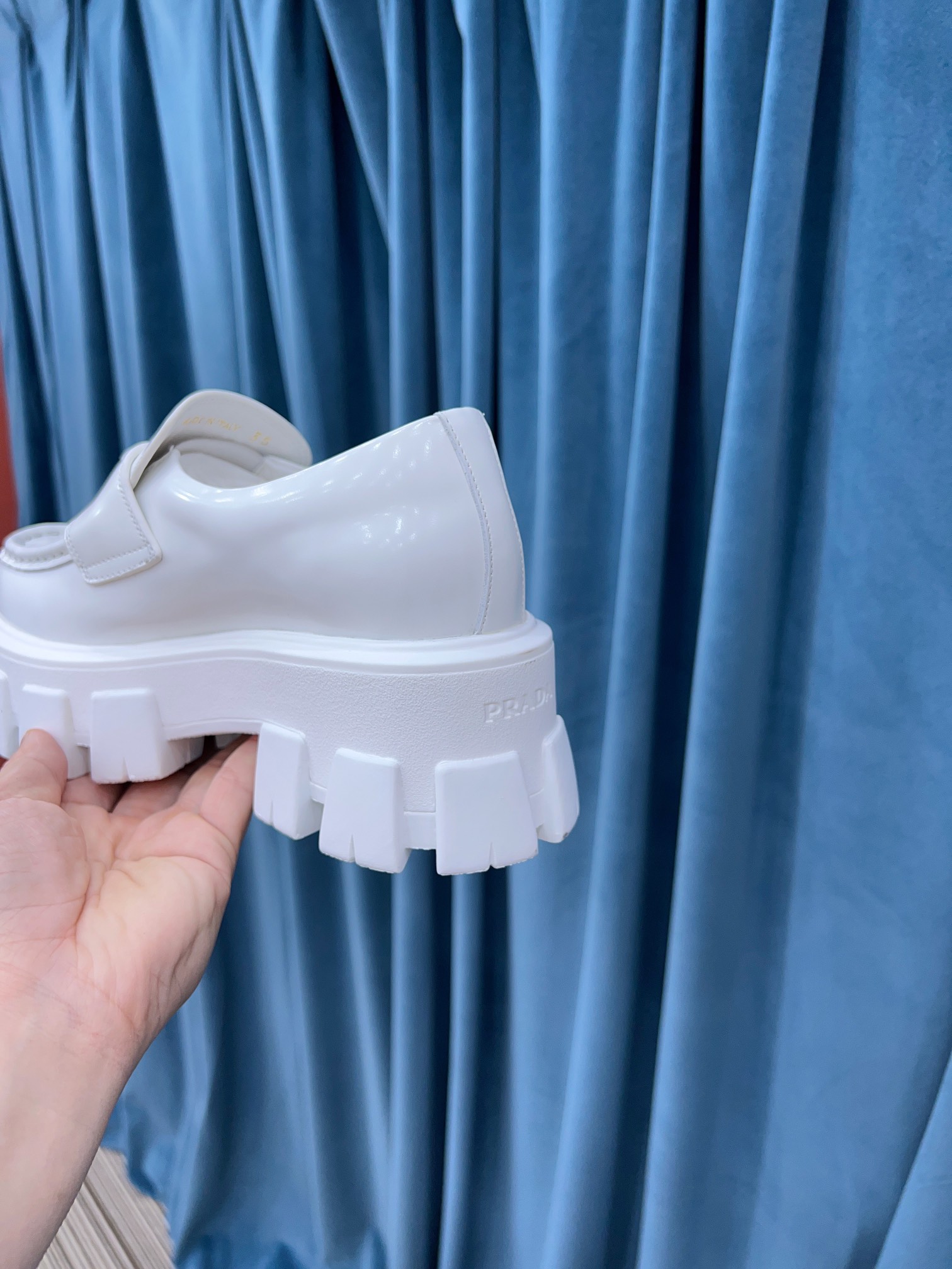 Prada Monolith Brushed Loafers White For Women 2.4in/60mm Prada 2DE129_B4L_F0009 - Soul Replicas