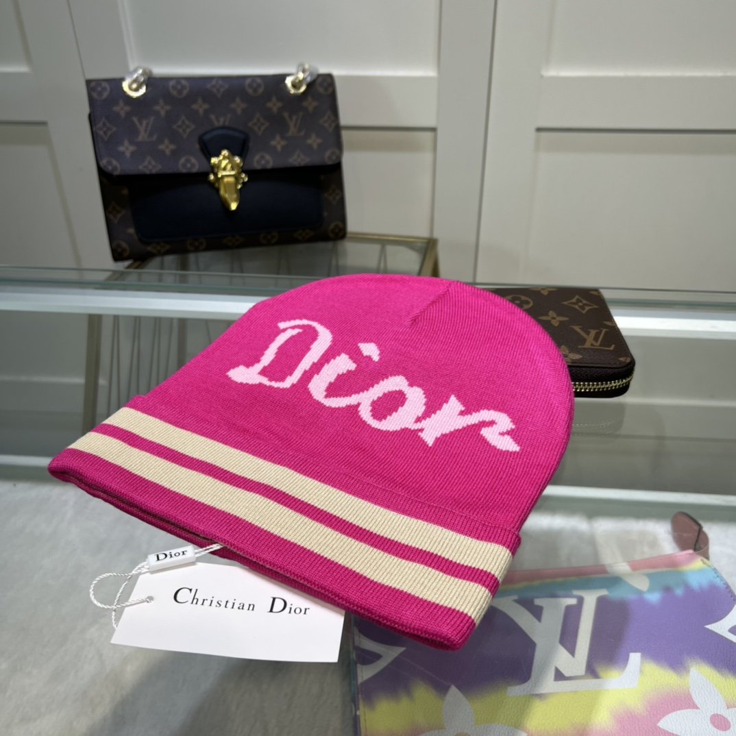 Dior Pompom Beanie In Pink - Soul Replicas