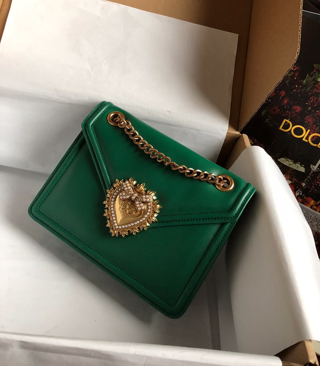 Dolce & Gabbana Medium Devotion Bag Green For Women 8.1in/20.5cm - Soul Replicas