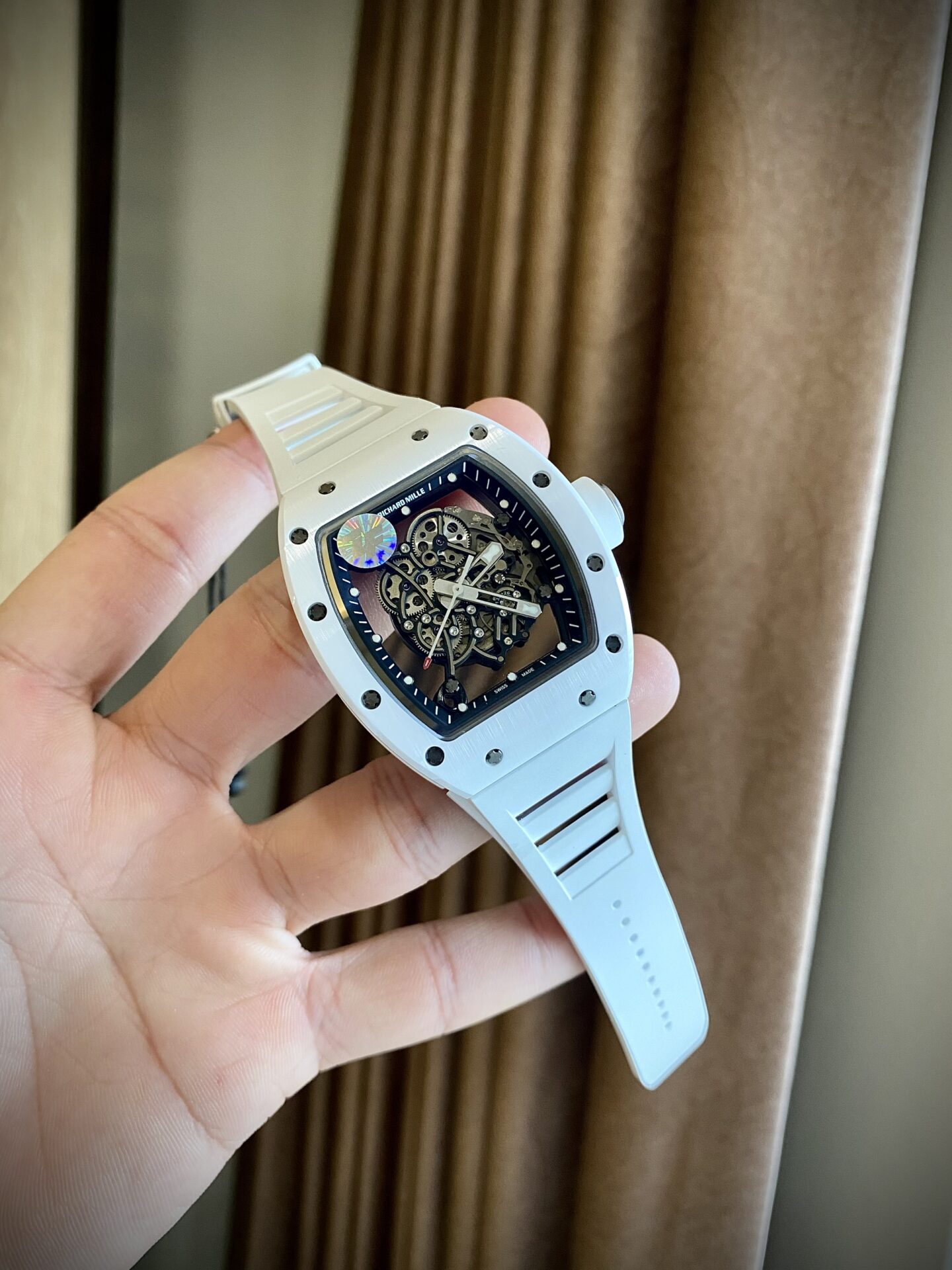 Richard Mille Replica Watch RM055 White Ceramic Rubber Strap ZF Factory 45mm - Soul Replicas