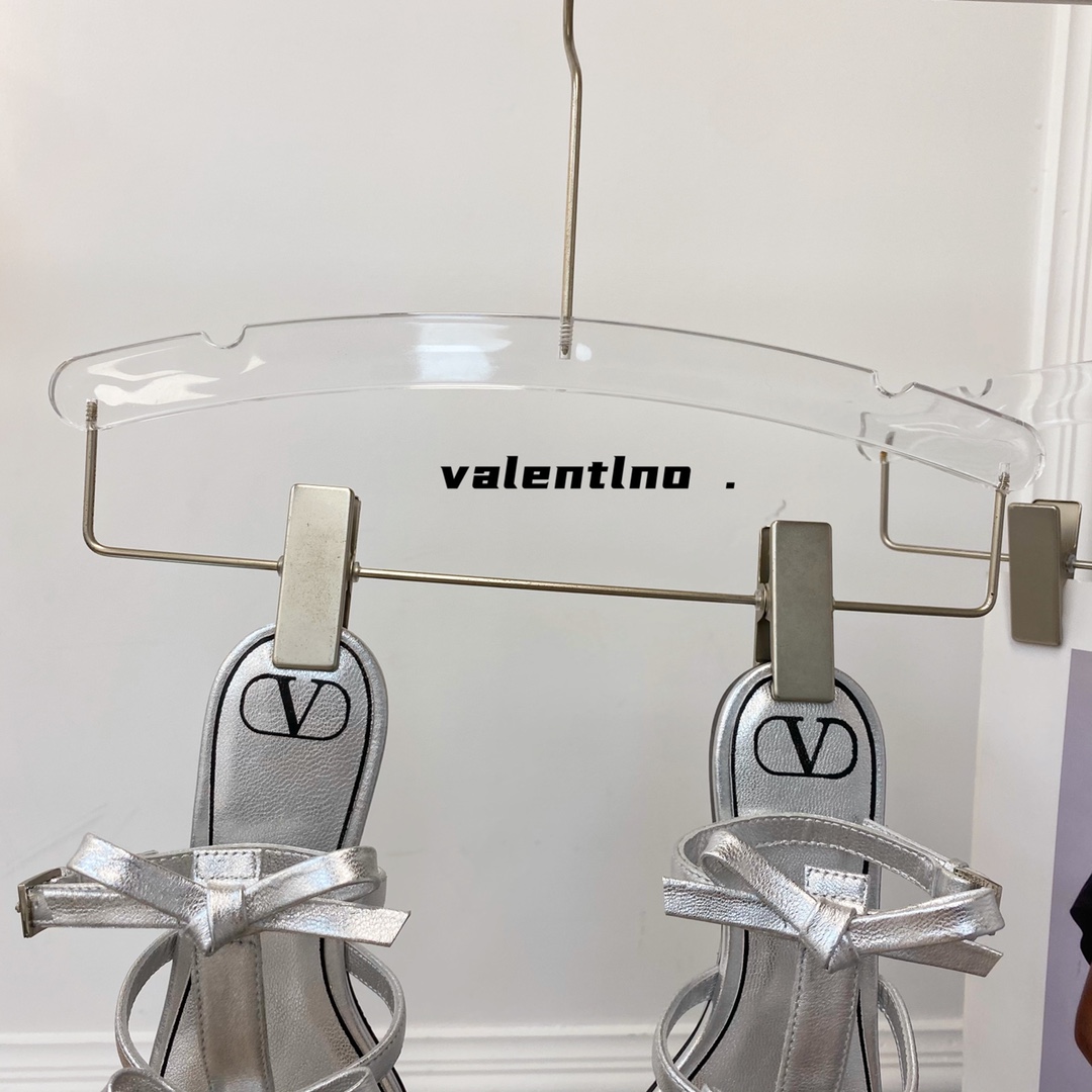 Valentino Garavani Bow-Detail Multi-Strap Flat Sandals Silver For Women WS0CI8CCC - Soul Replicas