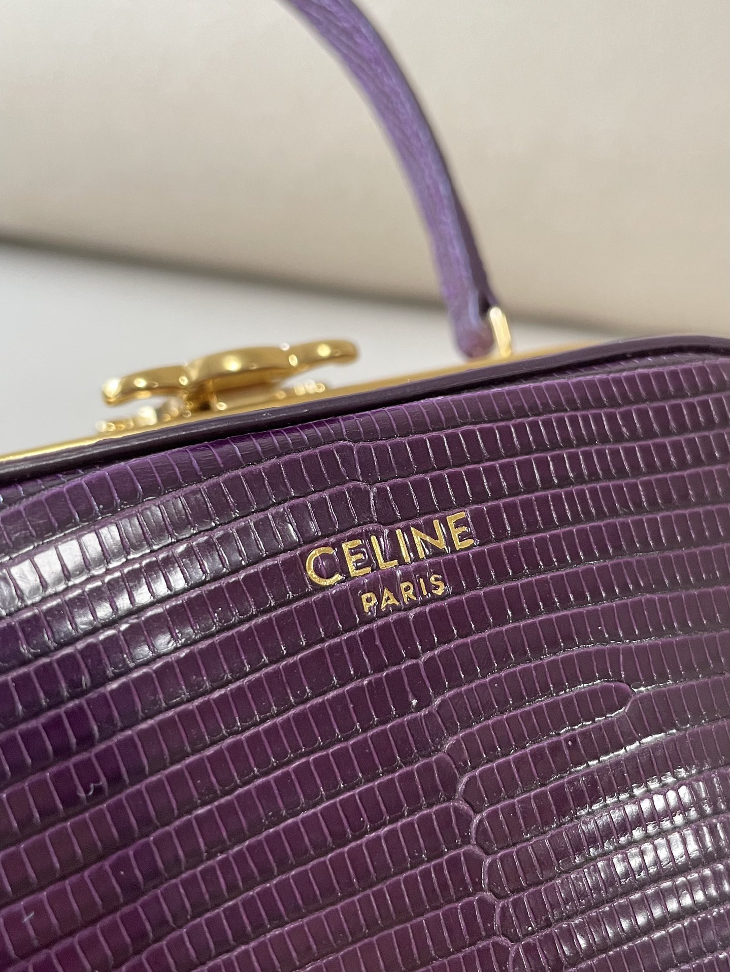 Celine Triomphe Minaudiere In Lizard Violet For Women 4in/10cm - Soul Replicas