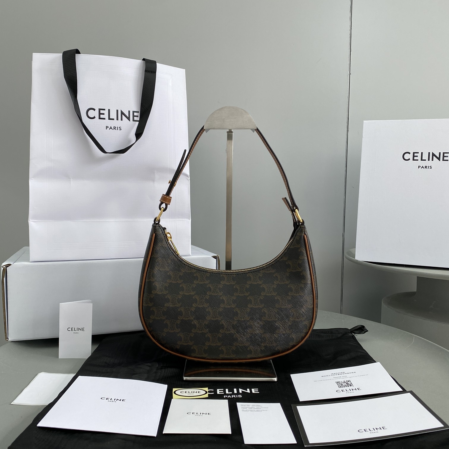 Celine Ava Bag In Triomphe Canvas Brown For Women 9in/23.5cm 193952BZJ.04LU - Soul Replicas
