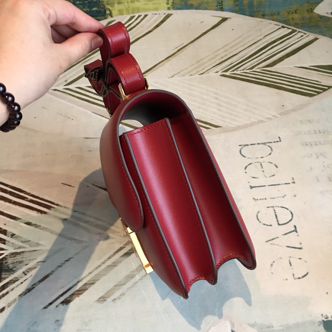 Hermes Constance Burgundy For Women Gold Toned Hardware 9.5in/24cm - Soul Replicas