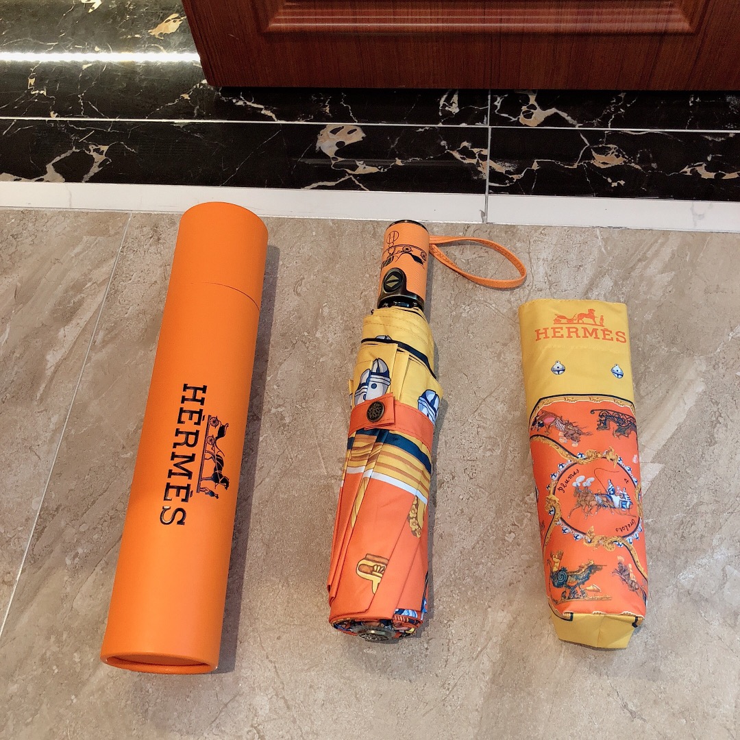 Hermes Pluie De H Folding Umbrella Orange - Soul Replicas