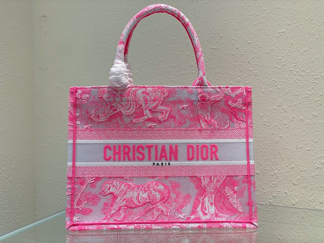 Christian Dior Medium Dior Book Tote Pink. For Women. Women's Handbags 14in/36cm CD M1296ZROC_M956 - Soul Replicas