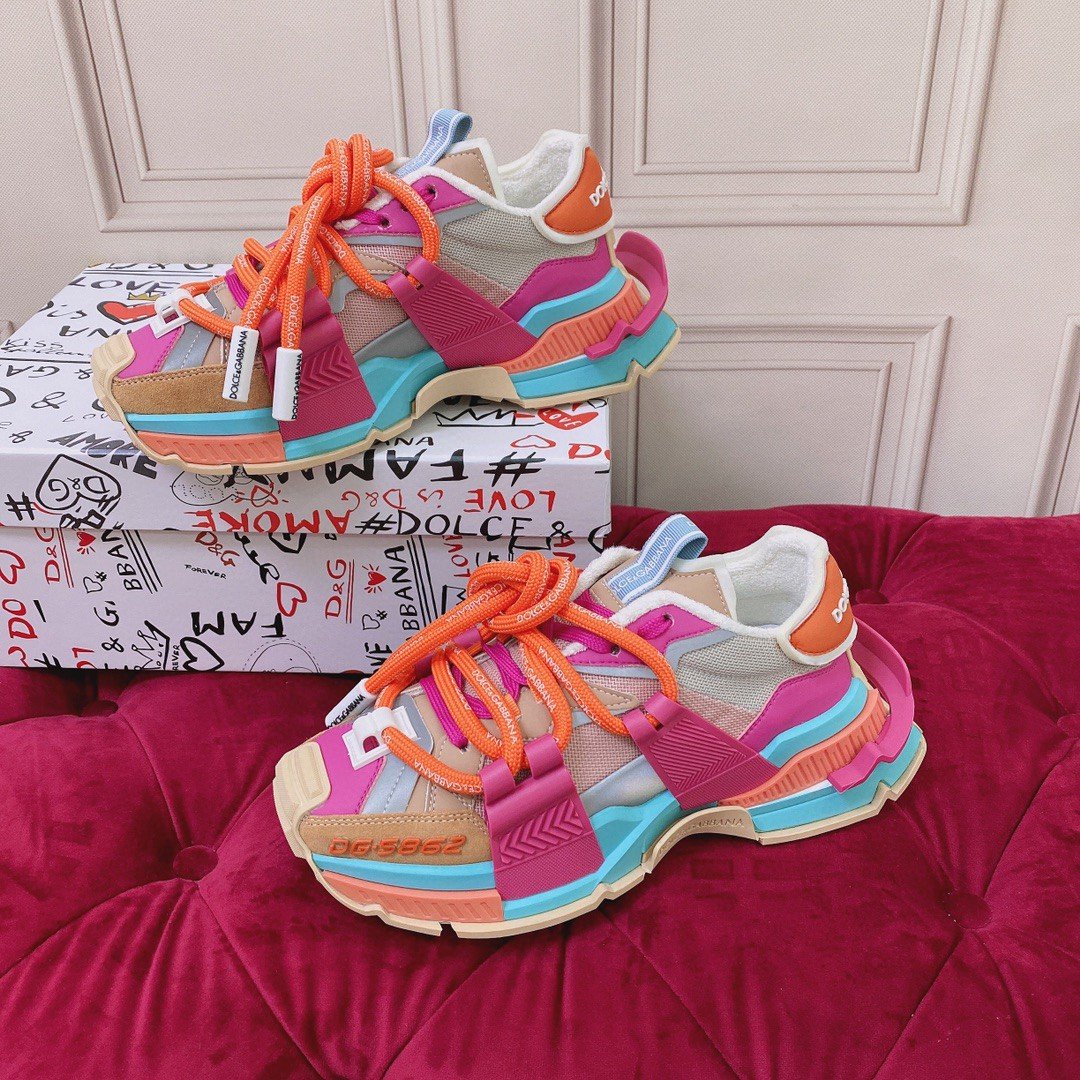 Dolce & Gabbana Mixed-Material Space Sneakers Multicolour For Women DG Shoes  CK1963AY02780995 - Soul Replicas