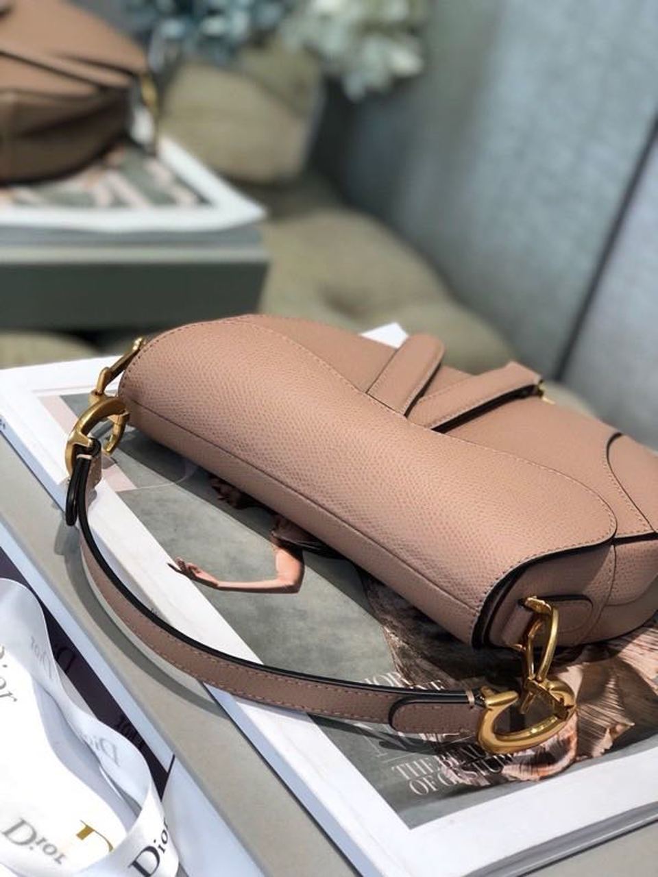 Christian Dior Saddle Bag Blush Grained For Women. Women-s Bags 19.5cm/7.6in CD - Soul Replicas