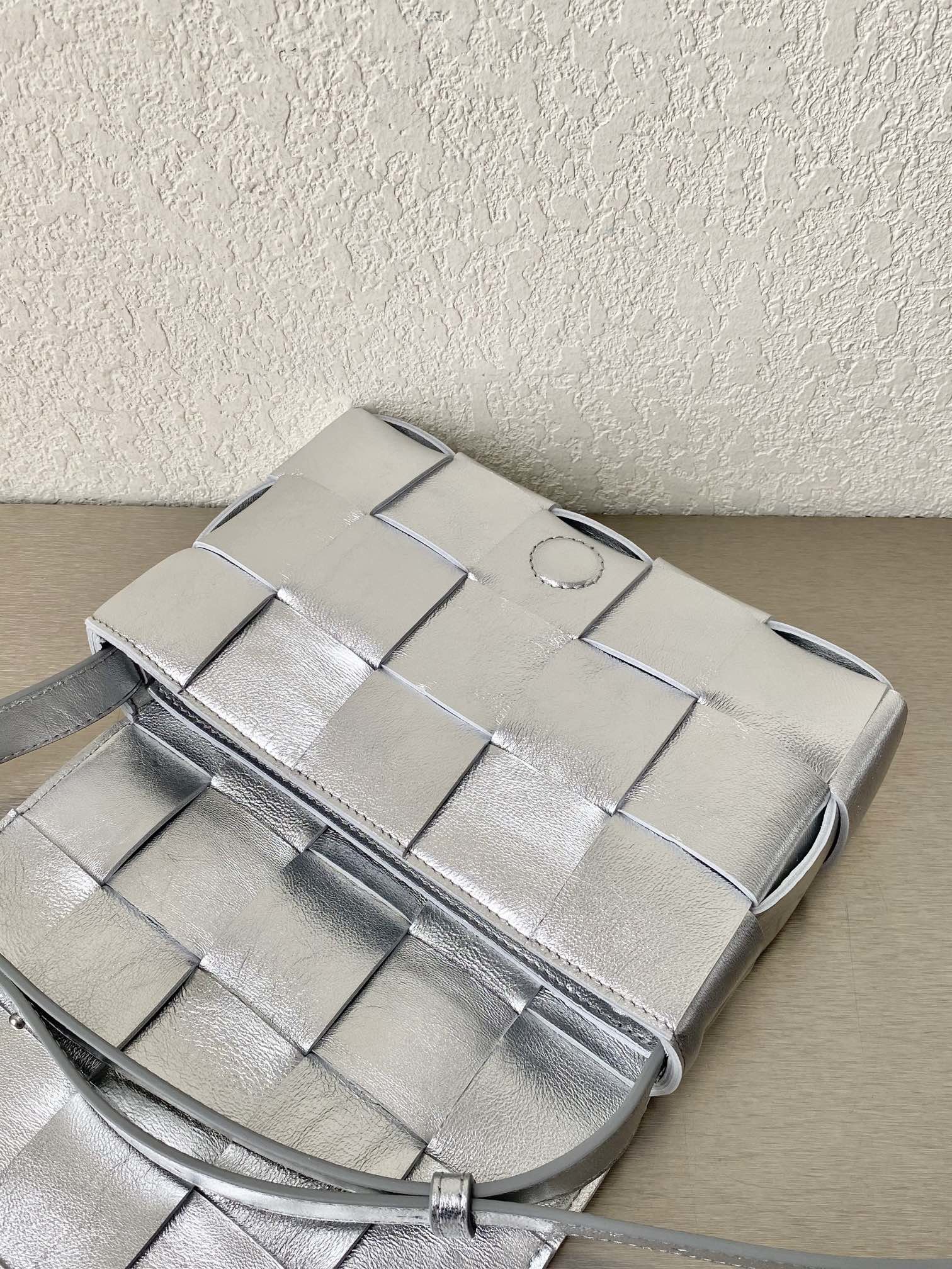 Bottega Veneta Cassette Crossbody Bag Silver. For Women. Women-s Bags 9.1in/23cm  - Soul Replicas