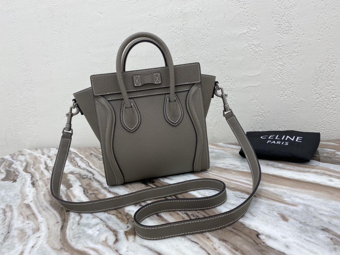 Celine Nano LuGucciage Bag In Drummed Brown For Women 8in/20cm  - Soul Replicas