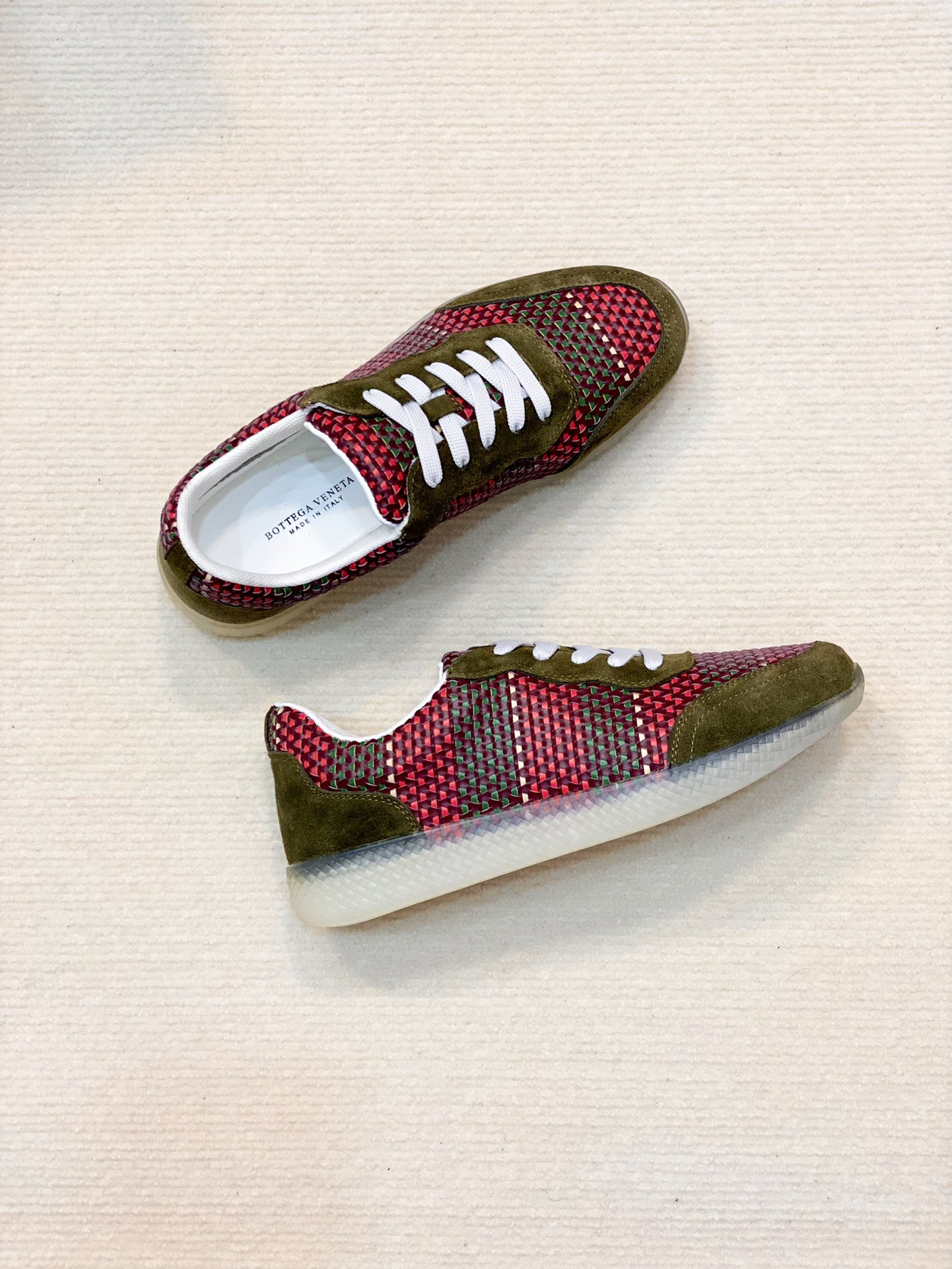 Bottega Veneta Men's Knit Sneakers PiNike And Brown For Men - Soul Replicas