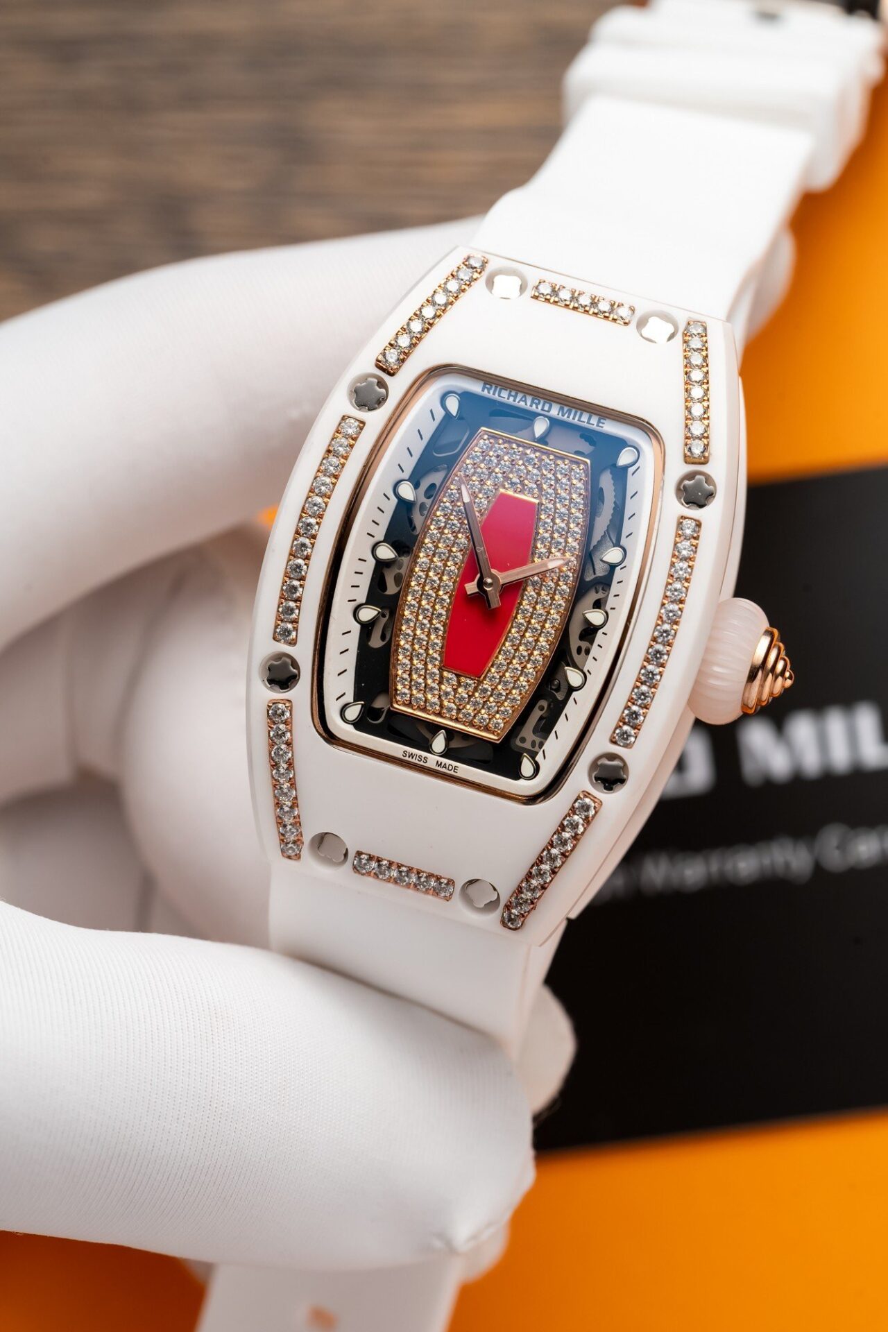 Richard Mille RM07-01 Replica Watch With Diamonds White Ceramic Case 36mm - Soul Replicas