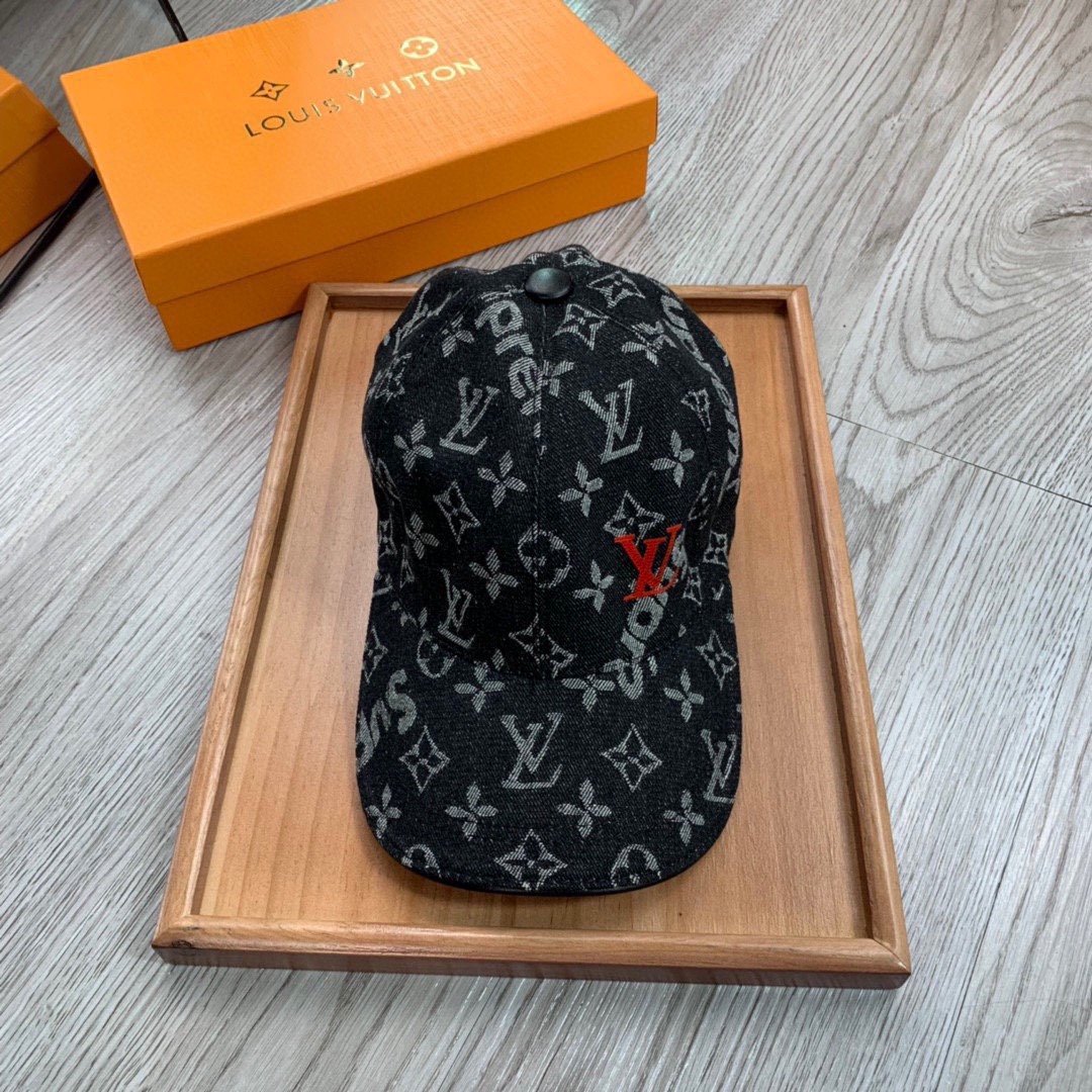 Louis Vuitton Monogram Baseball Supreme Cap Black LV Cap - Soul Replicas