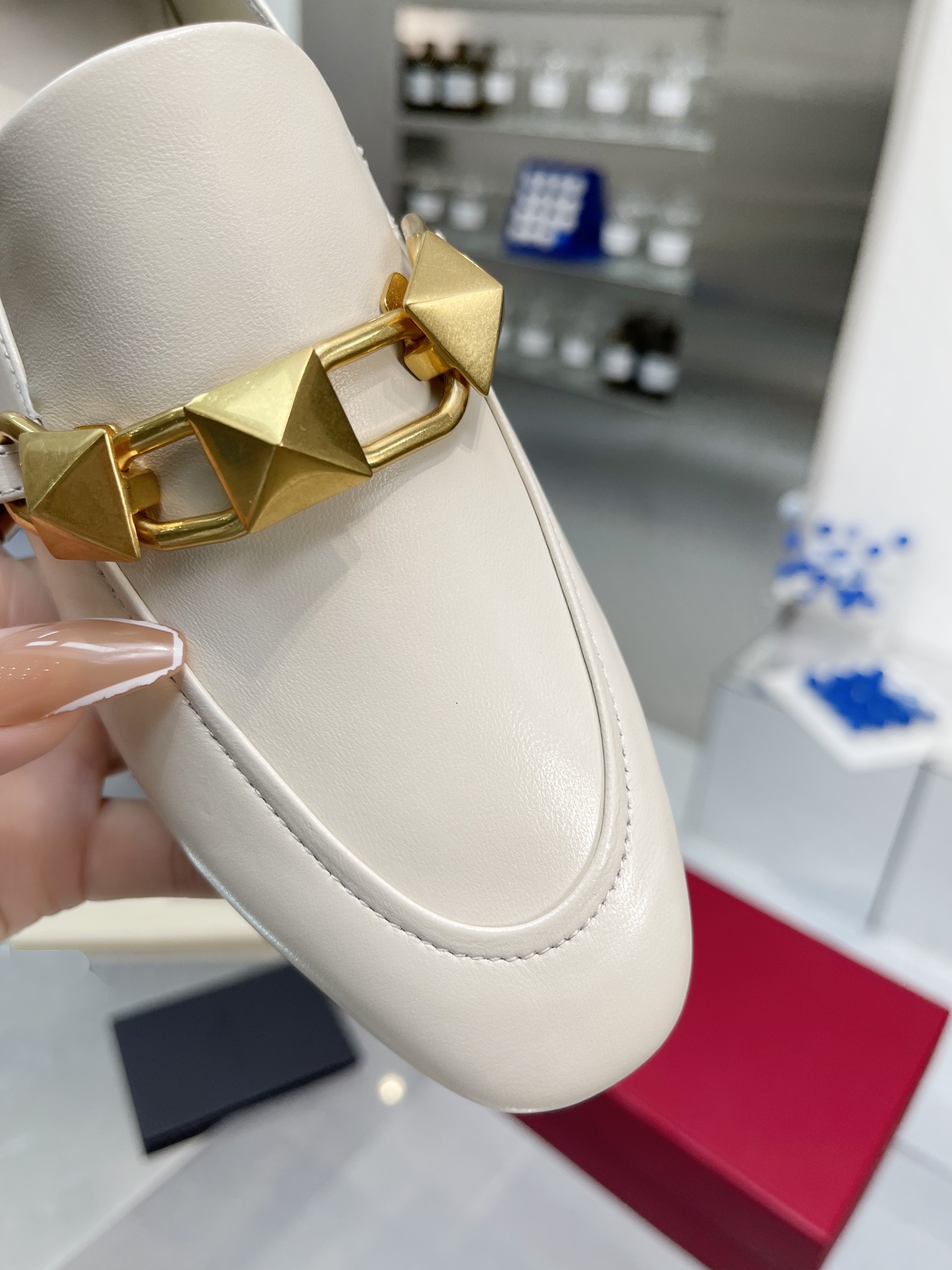 Valentino Garavani VLogo Studded Loafers White For Women - Soul Replicas