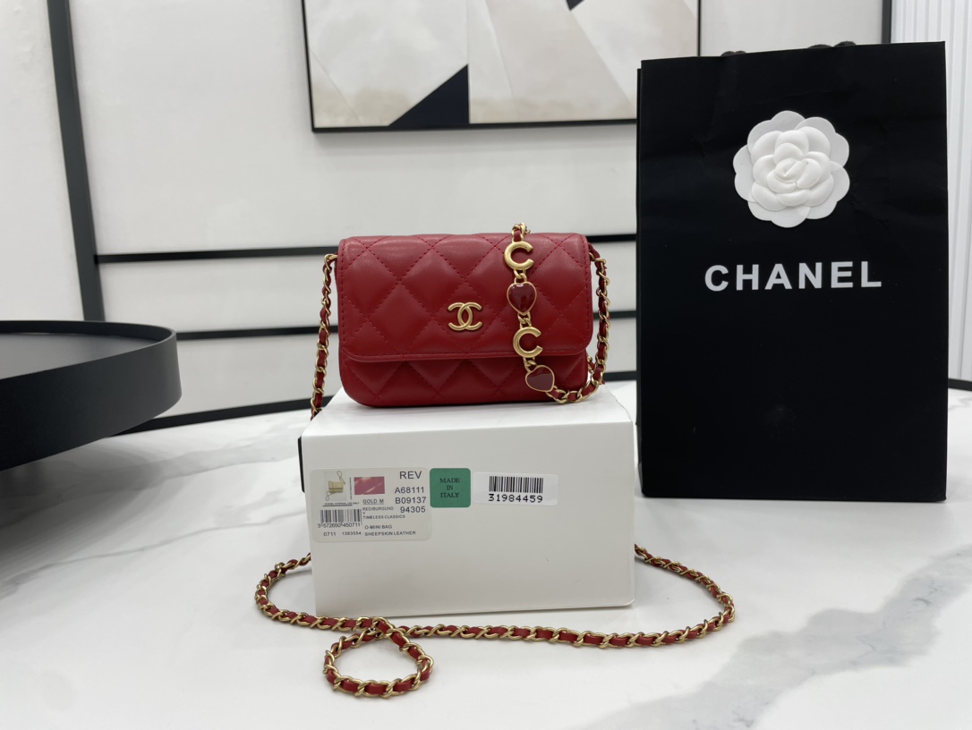 Chanel Classic Distressed Red For Women. Women-s Bags 4.7in/12cm - Soul Replicas
