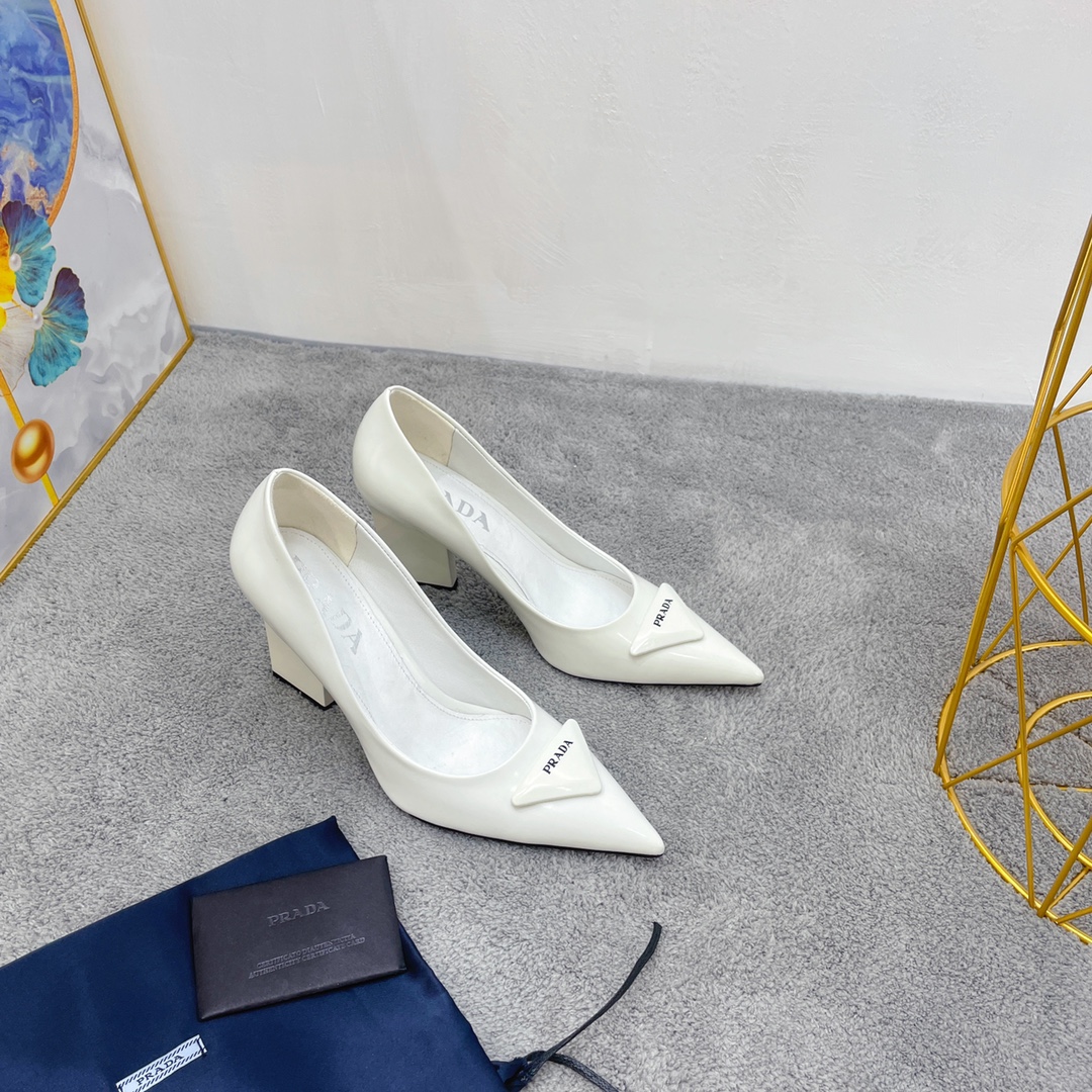 Prada Brushed Pumps White For Women Prada - Soul Replicas