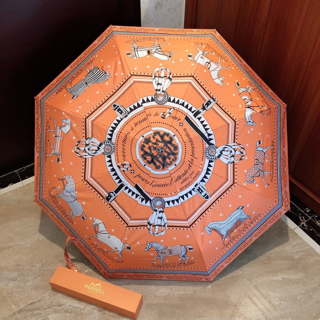 Hermes Pluie De H Folding Umbrella Orange - Soul Replicas