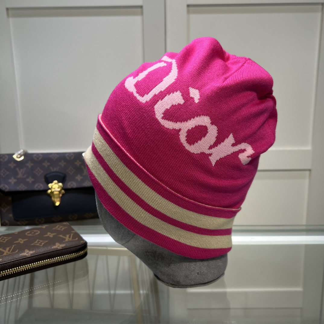 Dior Pompom Beanie In Pink - Soul Replicas