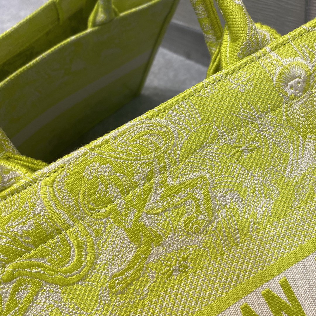 Christian Dior Medium Dior Book Tote Lime Toile de Jouy Reverse Embroidery For Women 36cm/16.5in CD - Soul Replicas