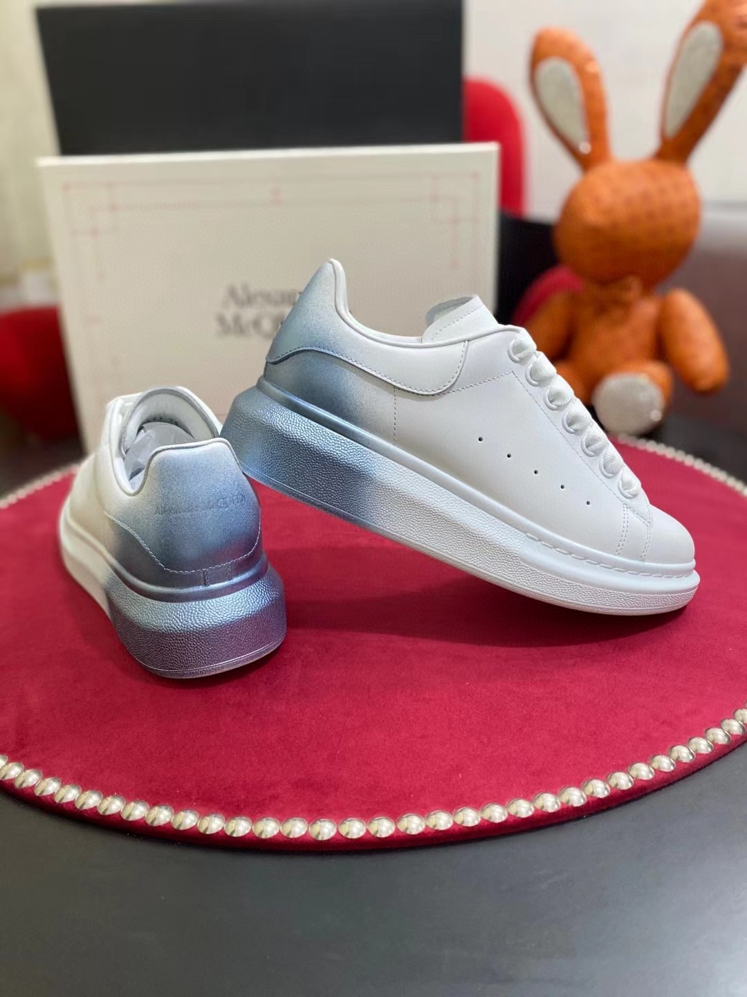 Alexander McQueen Oversized Sneaker White/Blue For Women - Soul Replicas