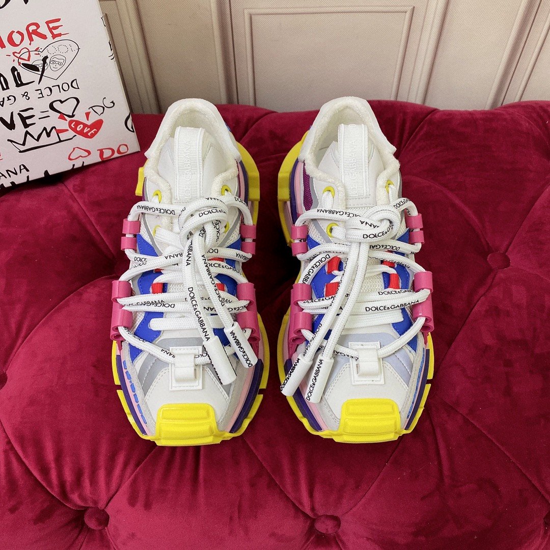 Dolce & Gabbana Mixed-Material Space Sneakers Multicolour For Women DG Shoes  CK1963AY02989527 - Soul Replicas