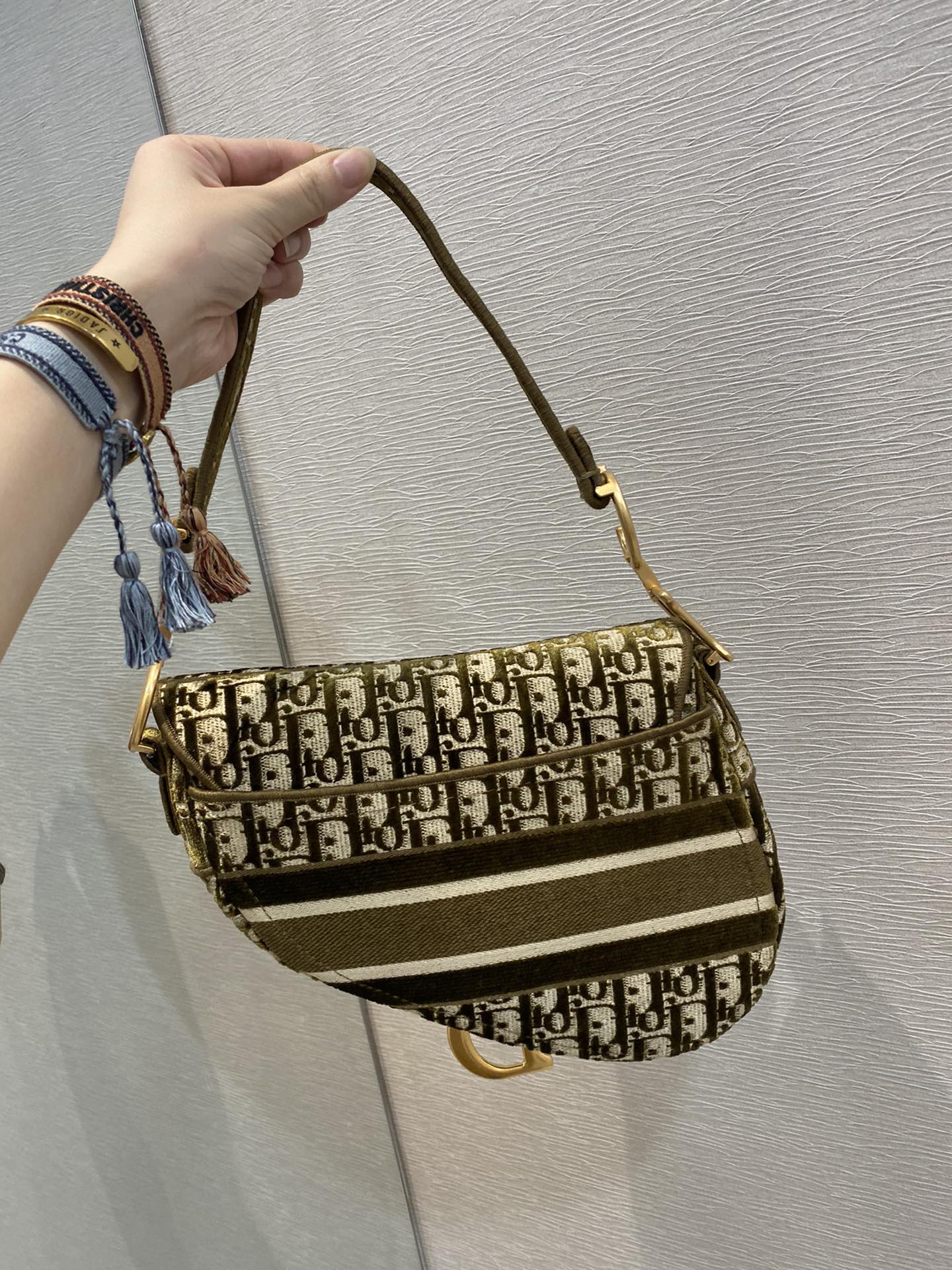 Christian Dior Saddle Bag Brown Oblique Canvas Gold Toned Hardware For Women 25cm/10in CD - Soul Replicas