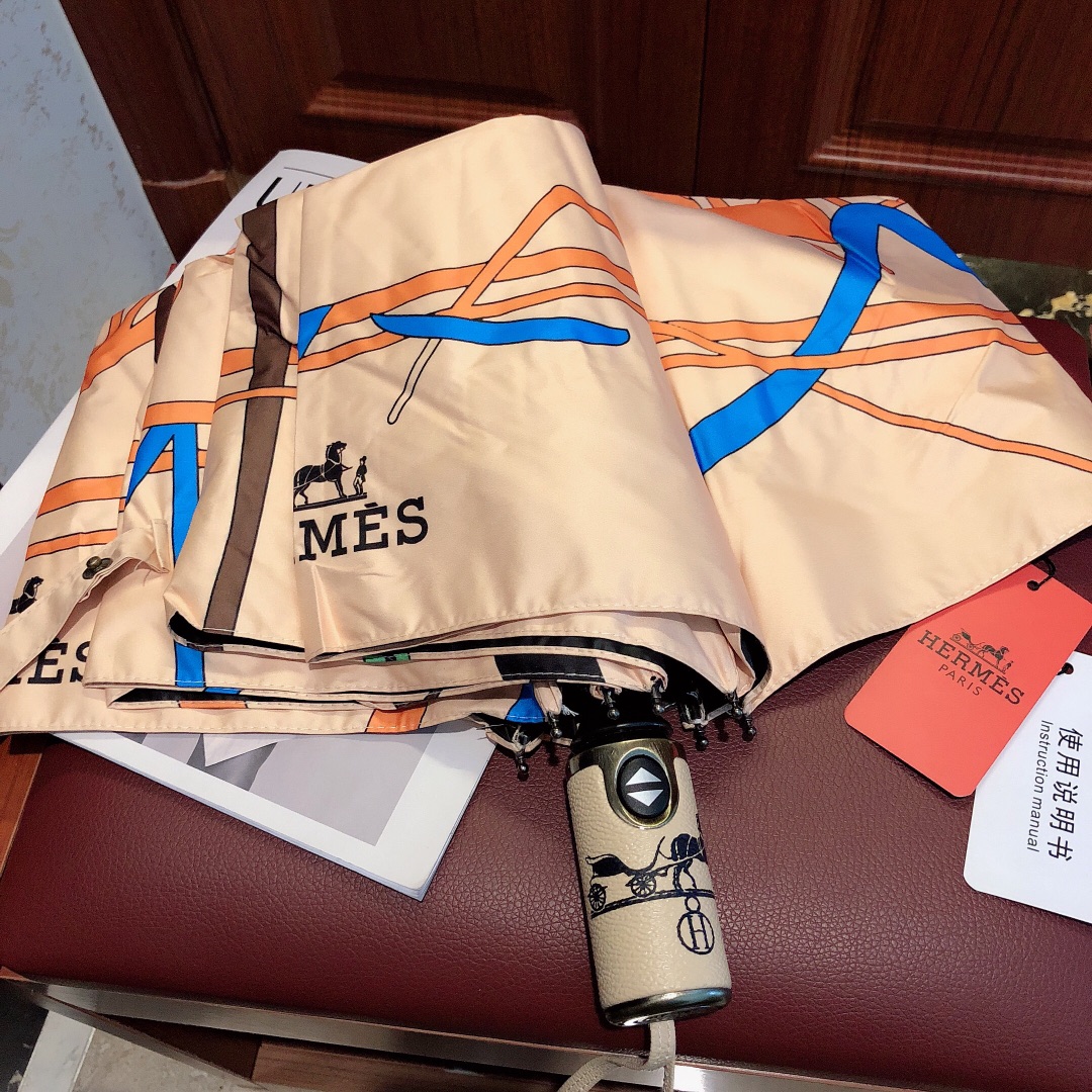 Hermes Pluie De H Folding Umbrella Beige - Soul Replicas
