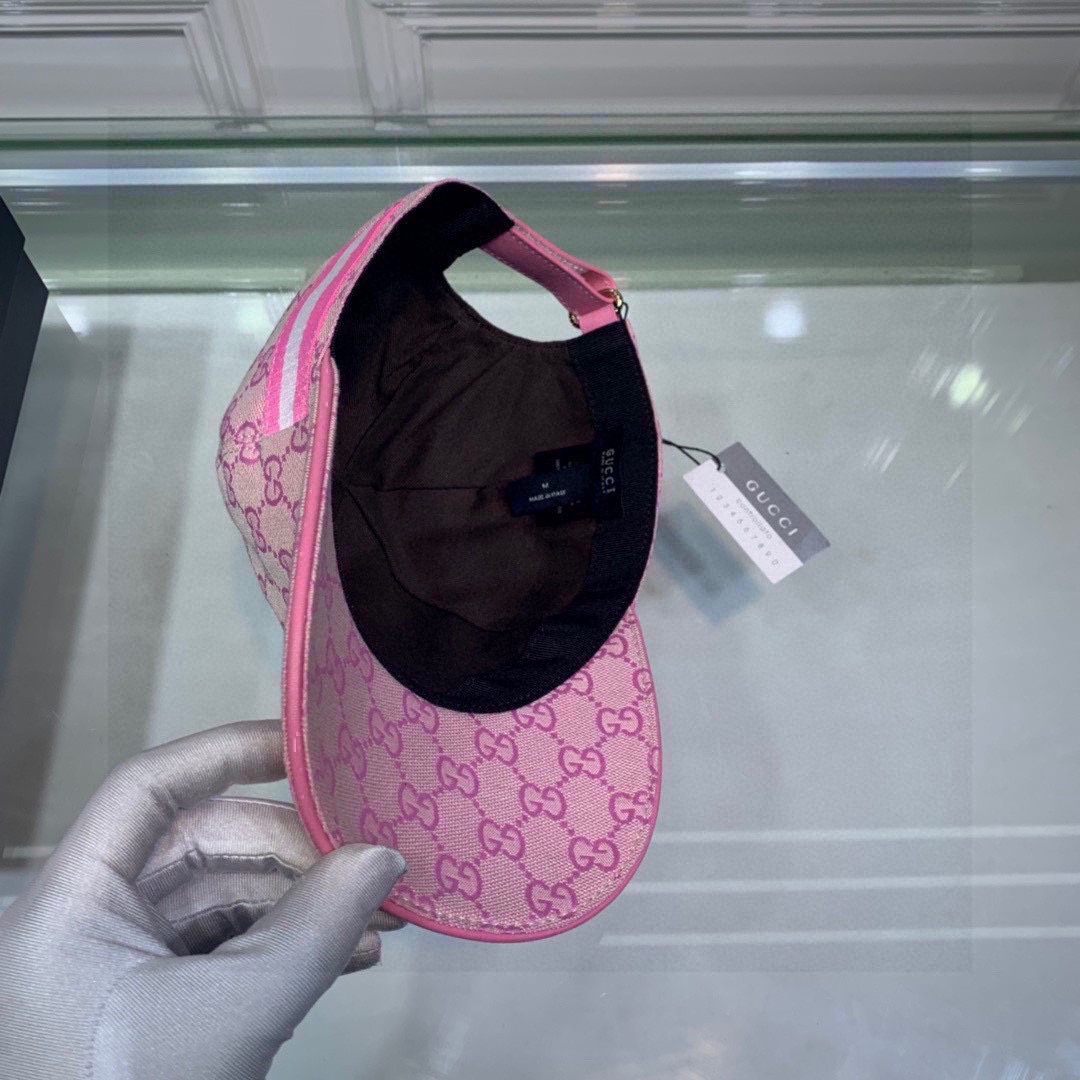 Original Gucci Canvas Baseball Hat With Web Pink Gucci Hat - Soul Replicas