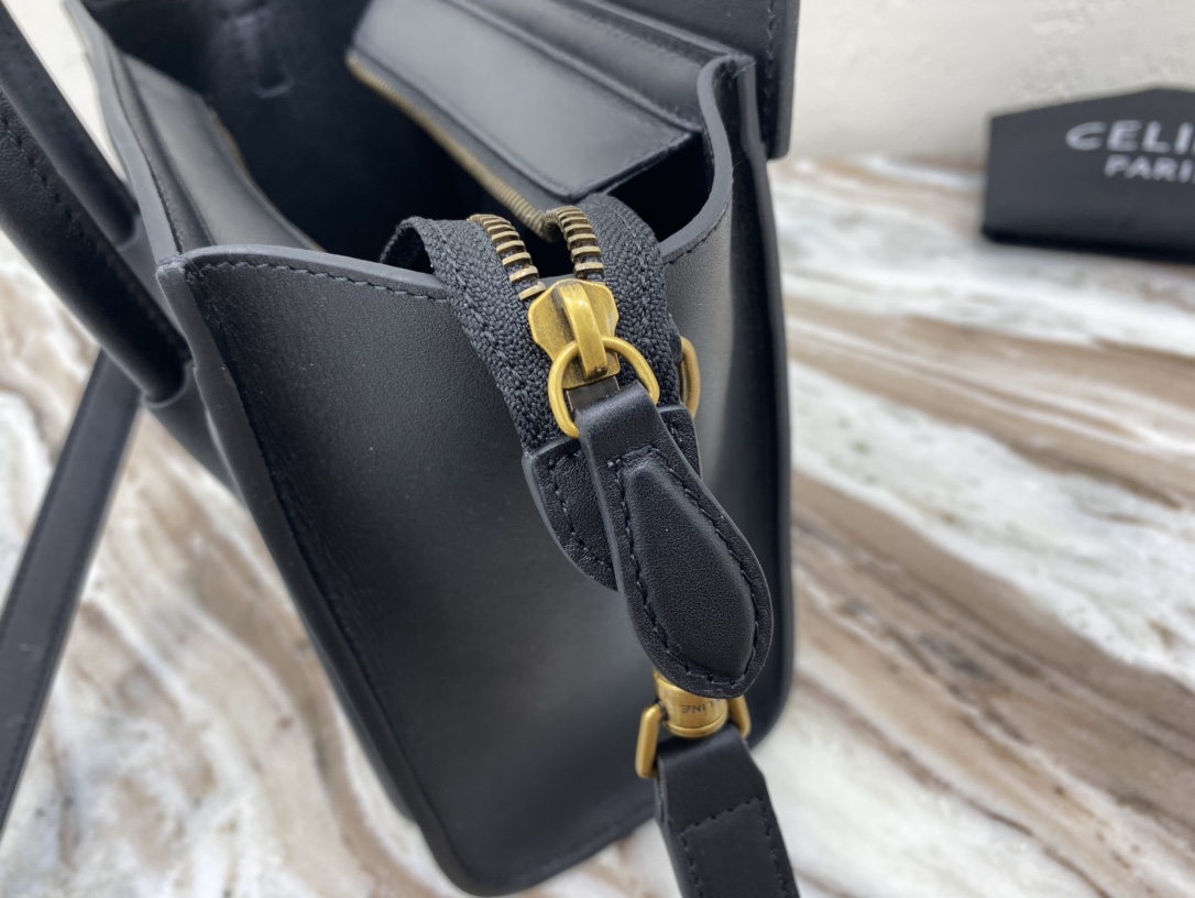 Celine Nano LuGucciage Bag In Drummed Black For Women 8in/20cm 189243HSC.38NO - Soul Replicas