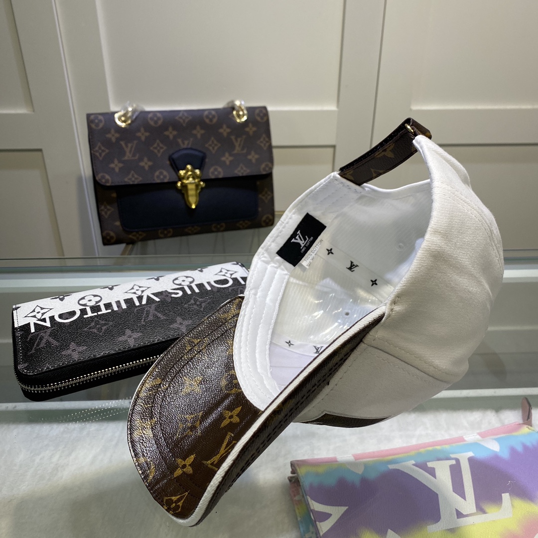 Louis Vuitton Embroidered Logo Baseball Cap White LV Cap - Soul Replicas