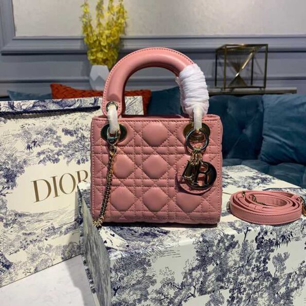Christian Dior Mini Lady Dior Bag Blush Cannage Sorbet Pink For Women 6.5in/18cm CD - Soul Replicas