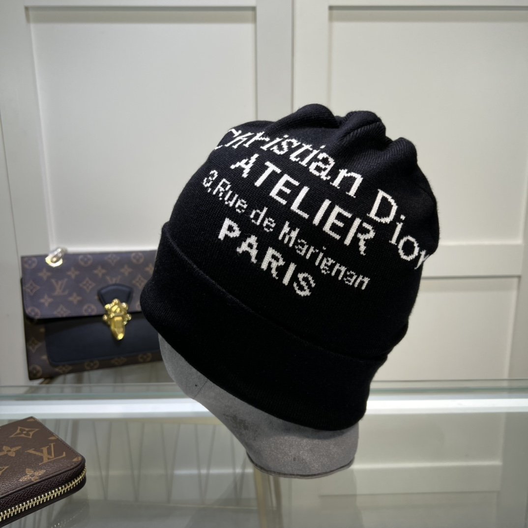 Dior Pompom Beanie In Black - Soul Replicas