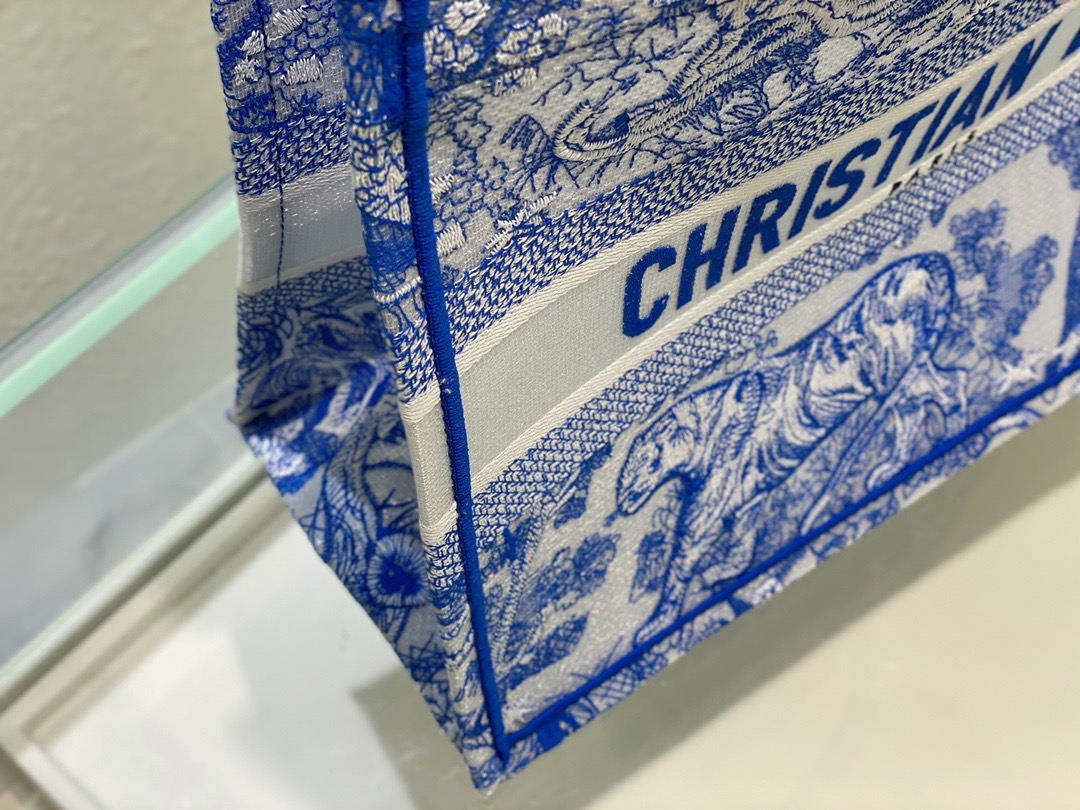 Christian Dior Medium Dior Book Tote Blue. For Women. Women's Handbags 14in/36cm CD - Soul Replicas