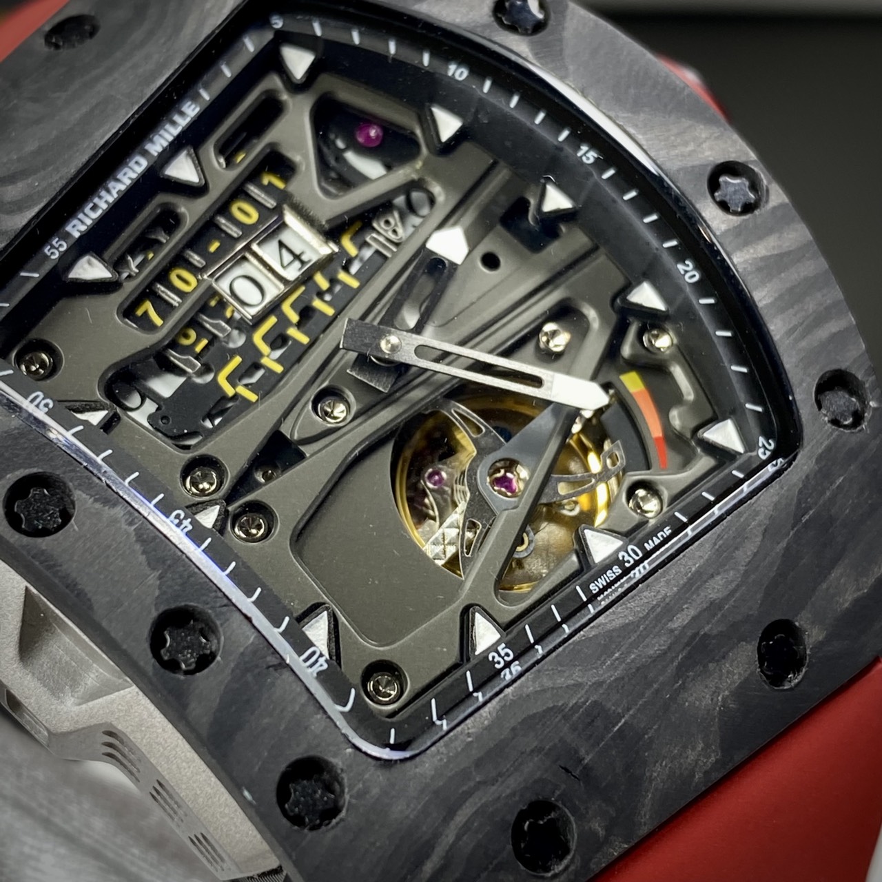 Richard Mille Fake Watch RM70-01 Carbon Red Rubber Strap 45mm - Soul Replicas
