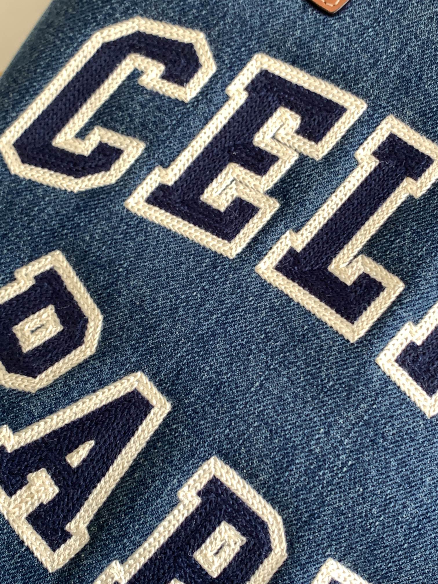 Celine Large Couffin In Denim With Celine Paris Navy / Tan For Women 26in/67cm 196262EF6.07AT - Soul Replicas