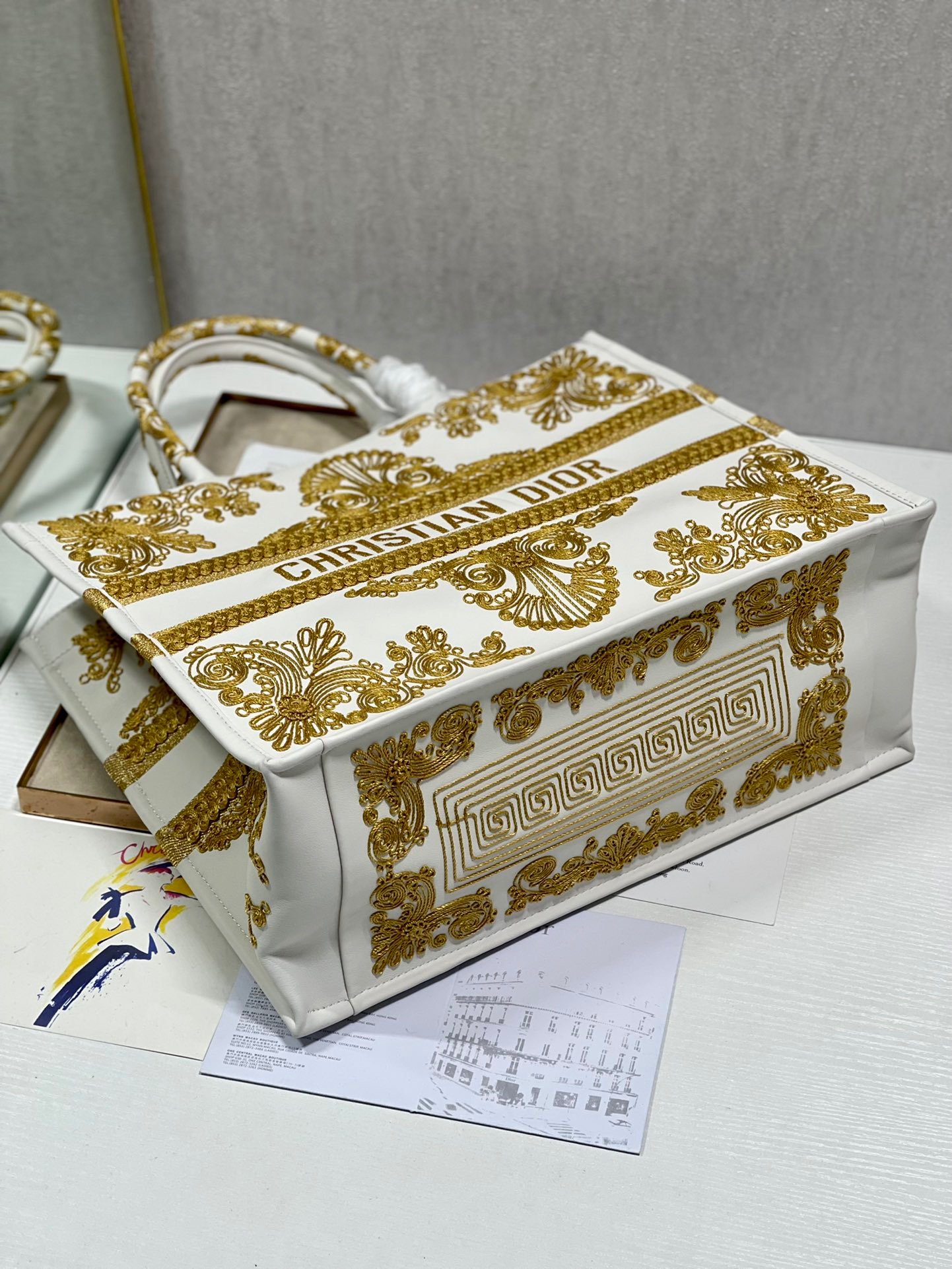 Christian Dior Large Dior Book Tote Gold And White. For Women. Women's Handbags 16.5in/42cm CD - Soul Replicas