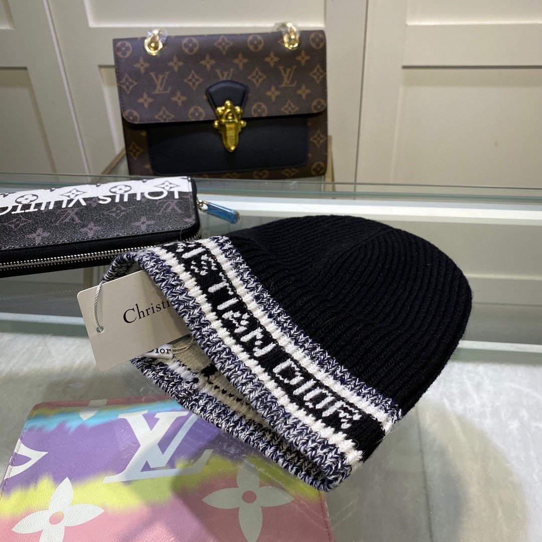Dior Pompom Beanie In Black - Soul Replicas