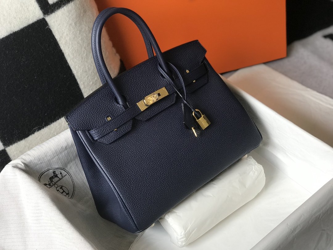 Hermes Birkin Dark Blue For Women Gold-Toned Hardware 11in/30cm - Soul Replicas