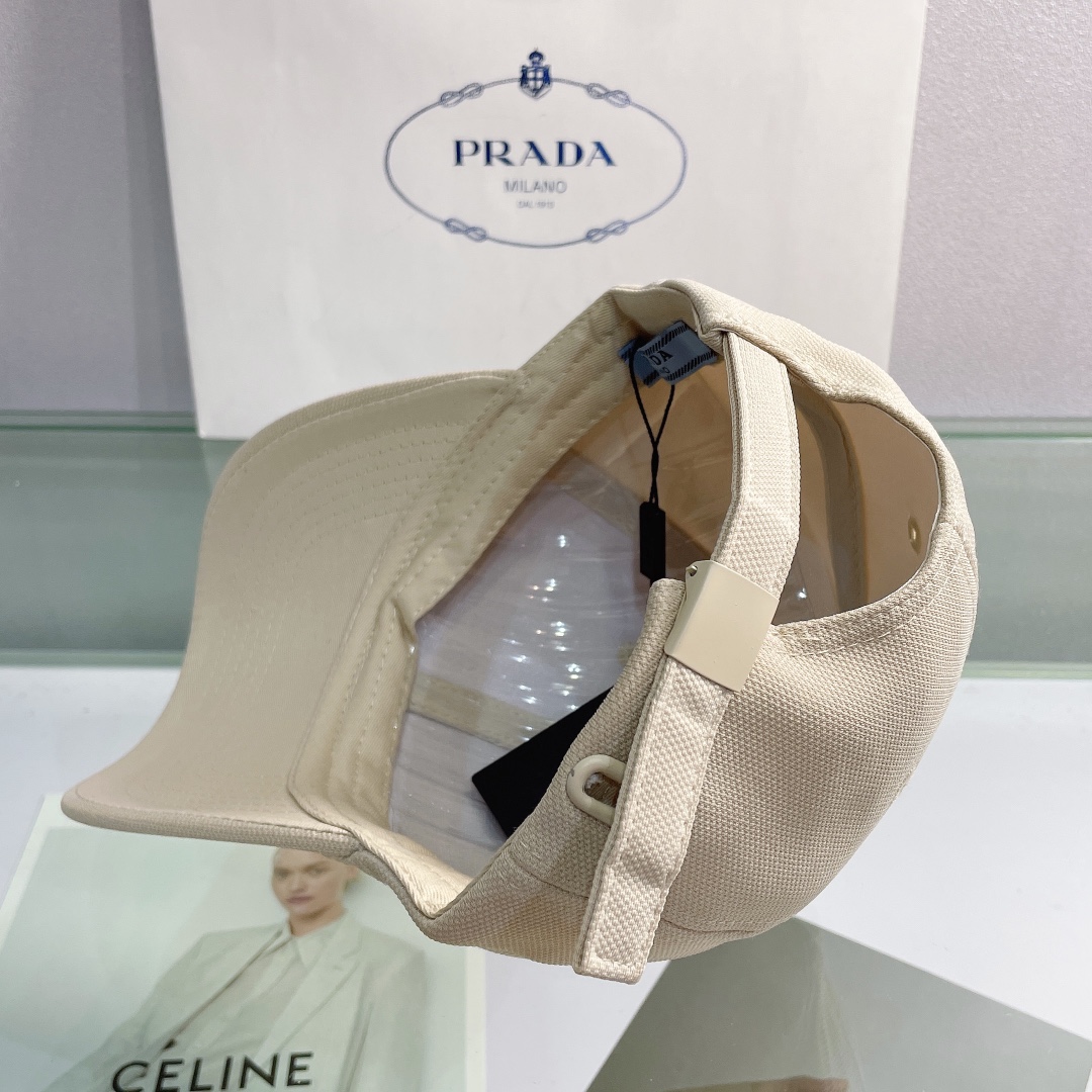 Prada Drill Baseball Cap Beige Prada Cap - Soul Replicas