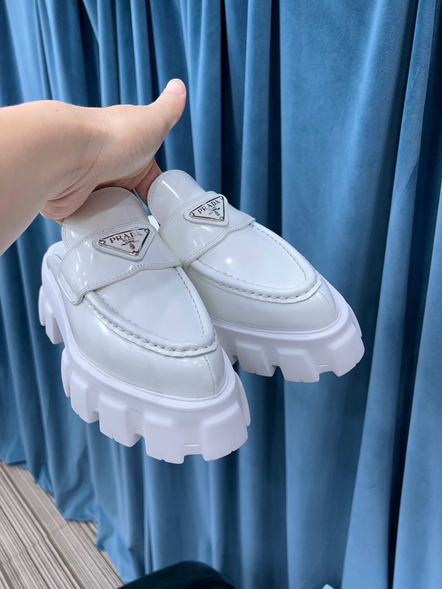 Prada Chocolate Brushed Mules White For Women 2.4in/60mm Prada - Soul Replicas