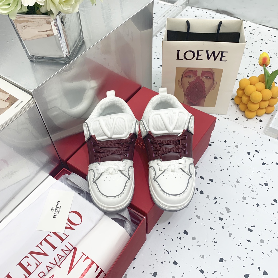 Valentino Garavani Open Skate Sneakers With Patent Band Brown For Women WS0FB1DXI - Soul Replicas