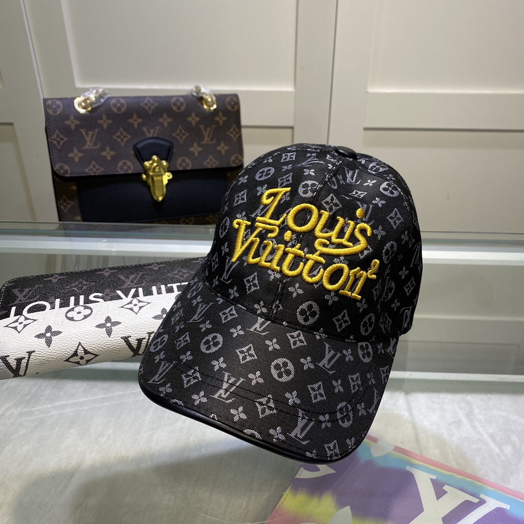 Louis Vuitton Embroidered Logo Baseball Cap Black LV Cap - Soul Replicas