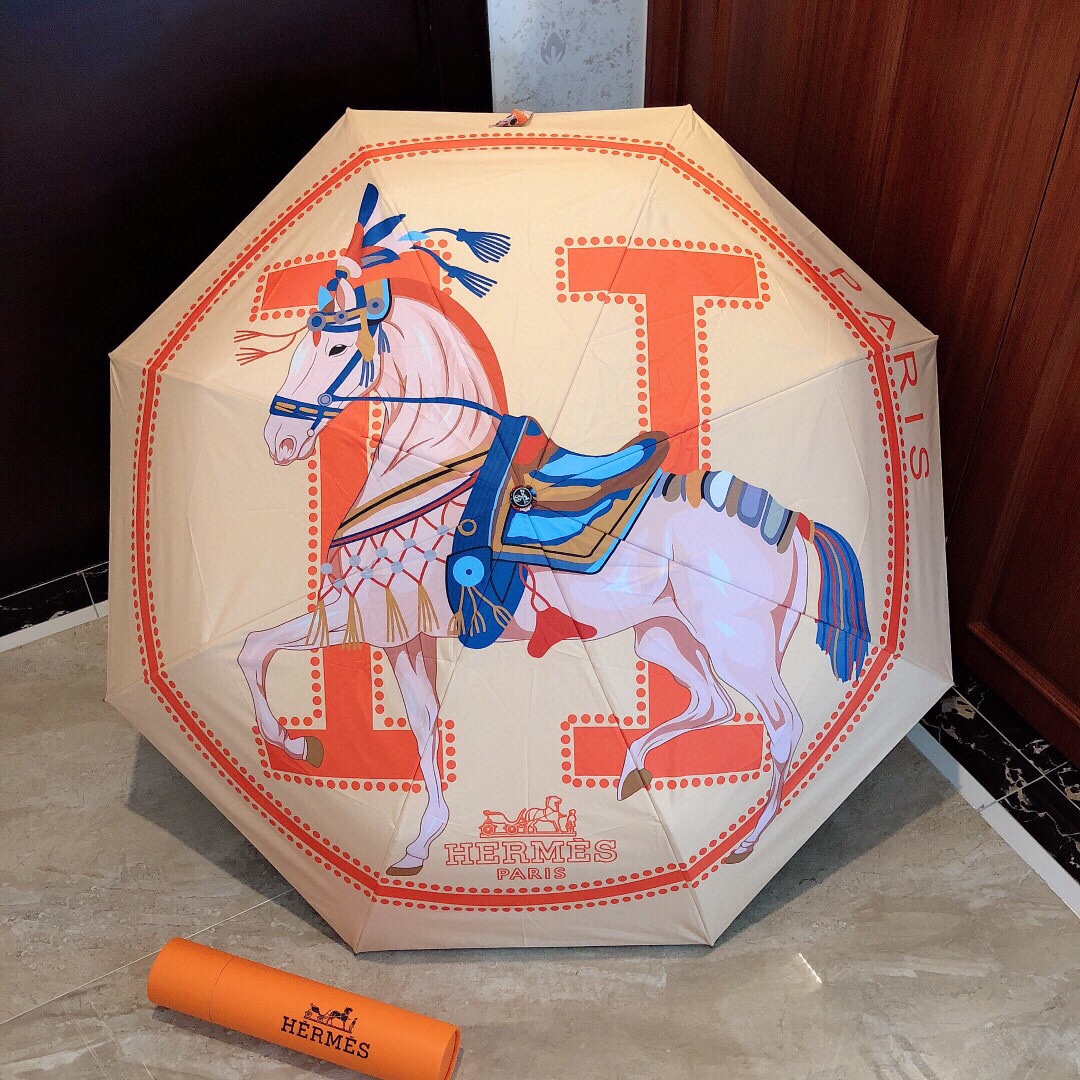 Hermes Pluie De H Folding Umbrella Beige - Soul Replicas