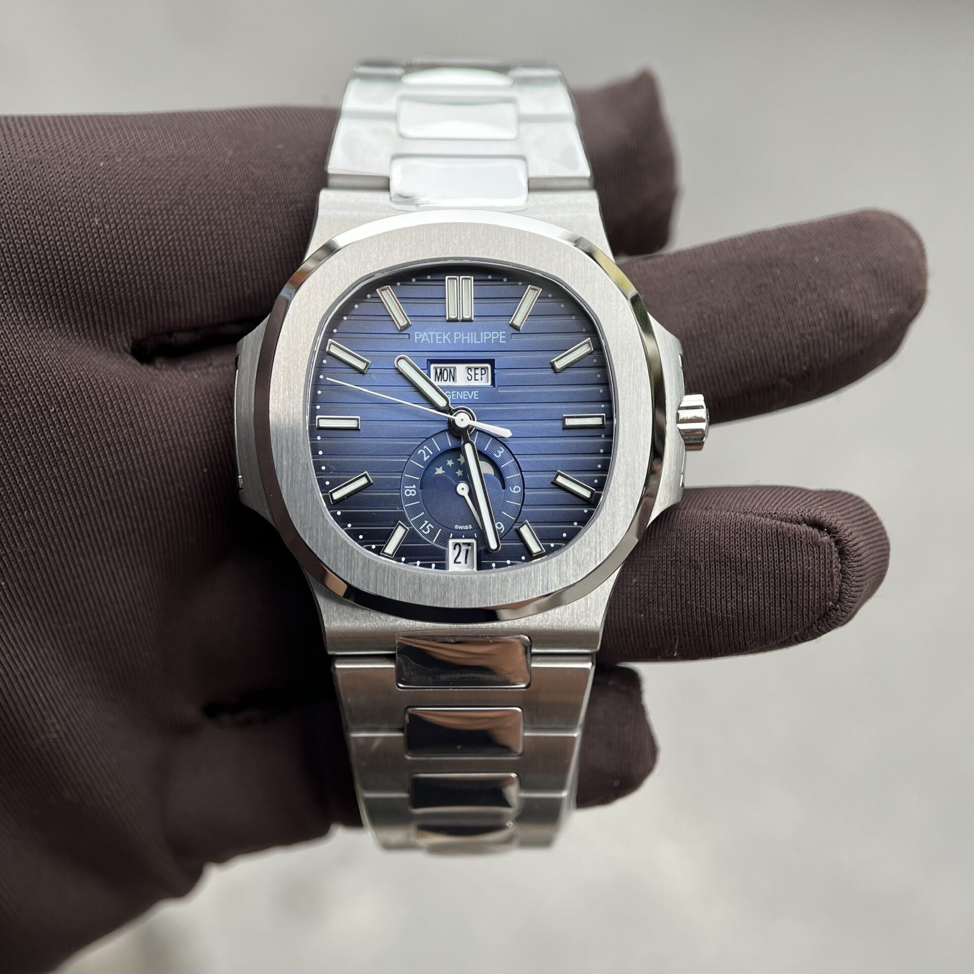 Patek Philippe 5726G Replica Watch Steel Strap Blue Dial 40.5mm - Soul Replicas