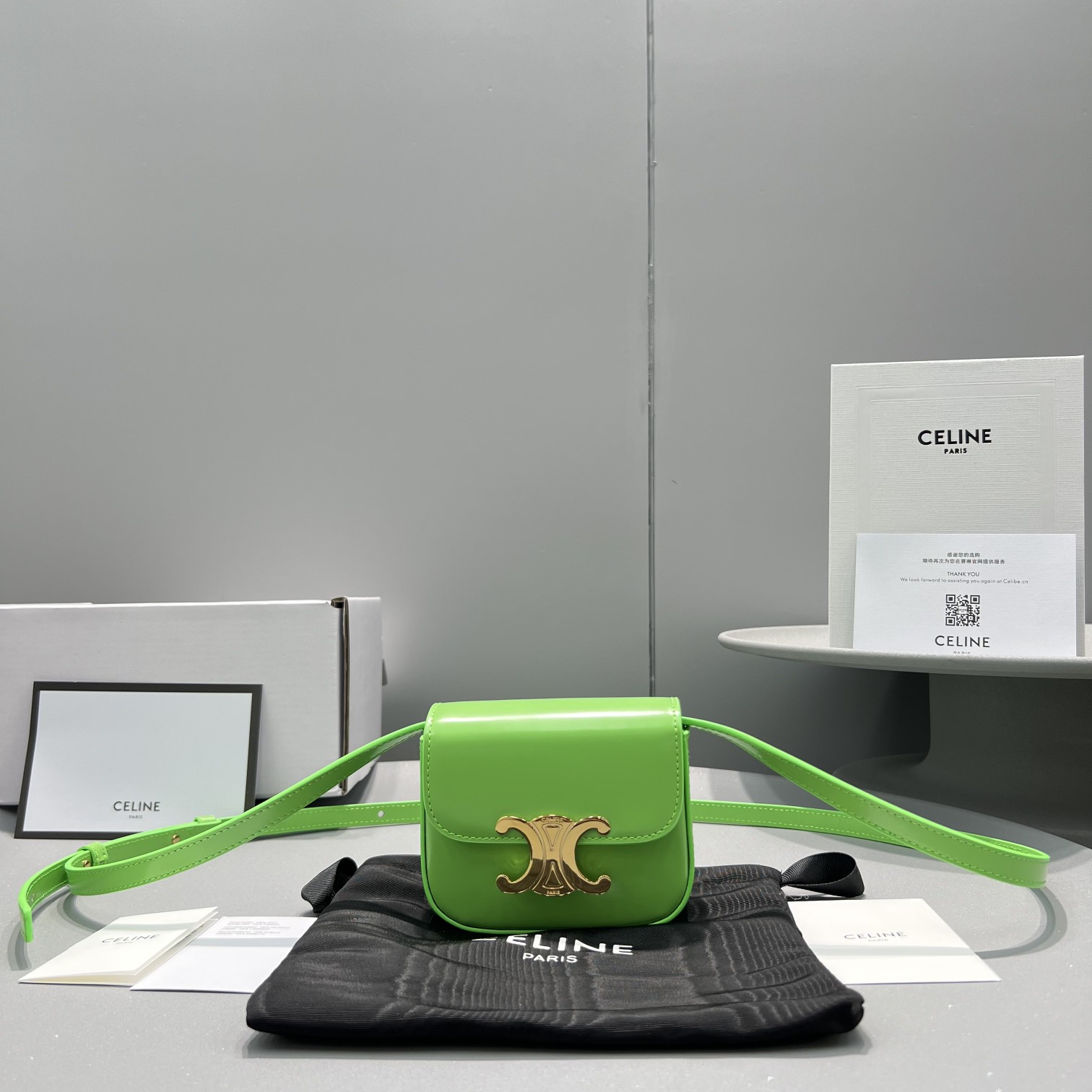 Celine Teen Triomphe Bag Green For Women 7in/19cm  - Soul Replicas