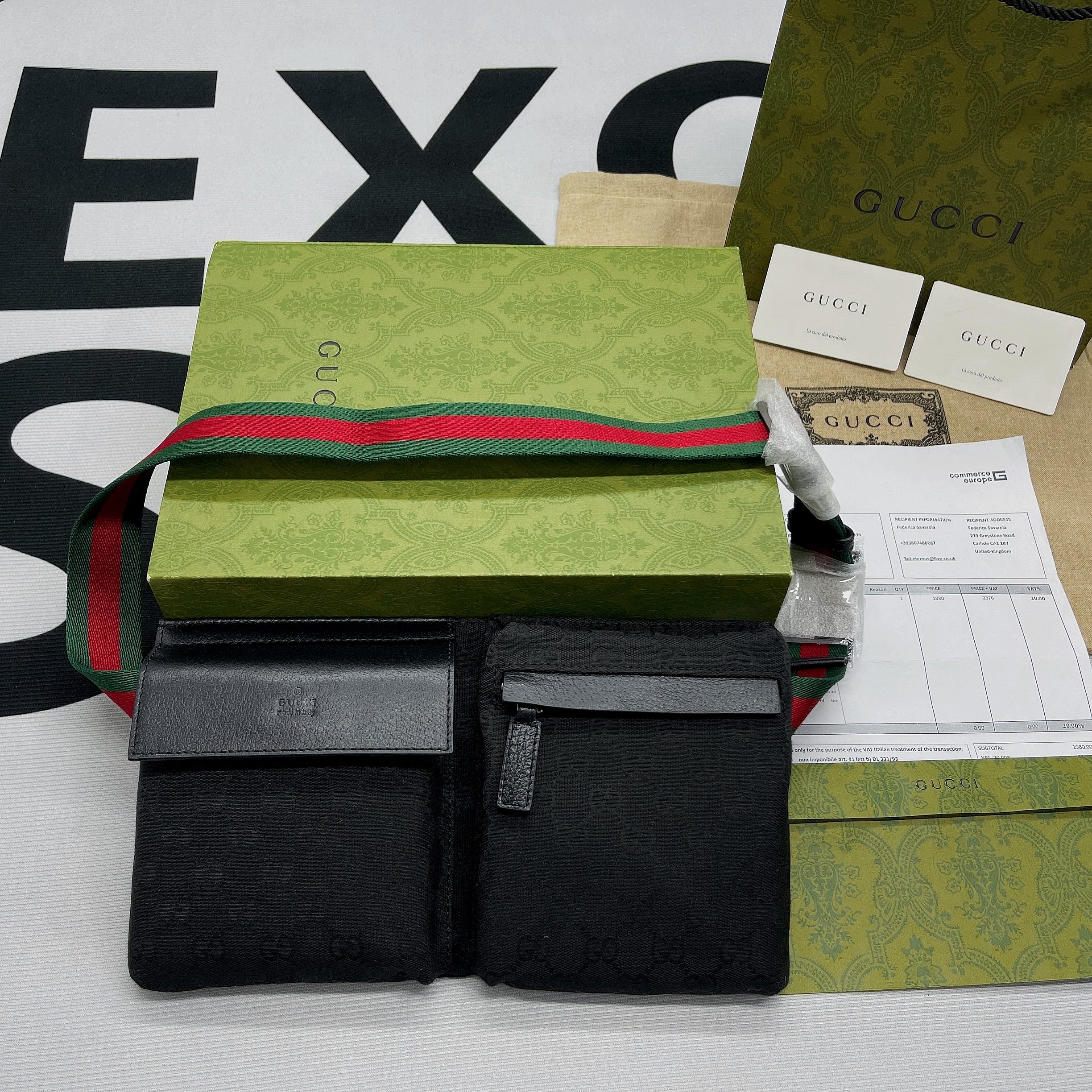 Gucci Supreme Canvas Two Pocket Waist Belt Bag Black Gucci Supreme Canvas For Men  3in/7.5cm Gucci - Soul Replicas